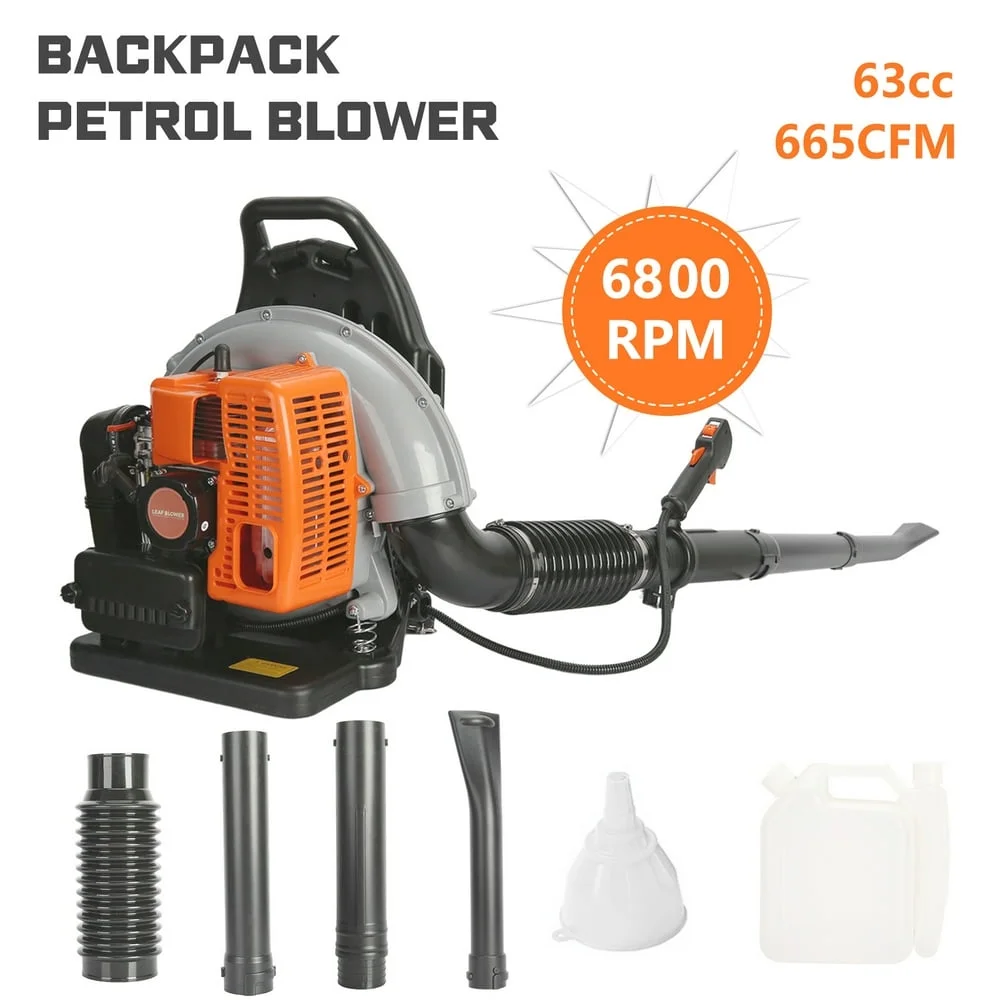 NEWCE 63CC Leaf Blower 2-Stroke Backpack Gas Powered Leaf Blower Snow Blower Leaf Blower for Dust Snow Debris Yard