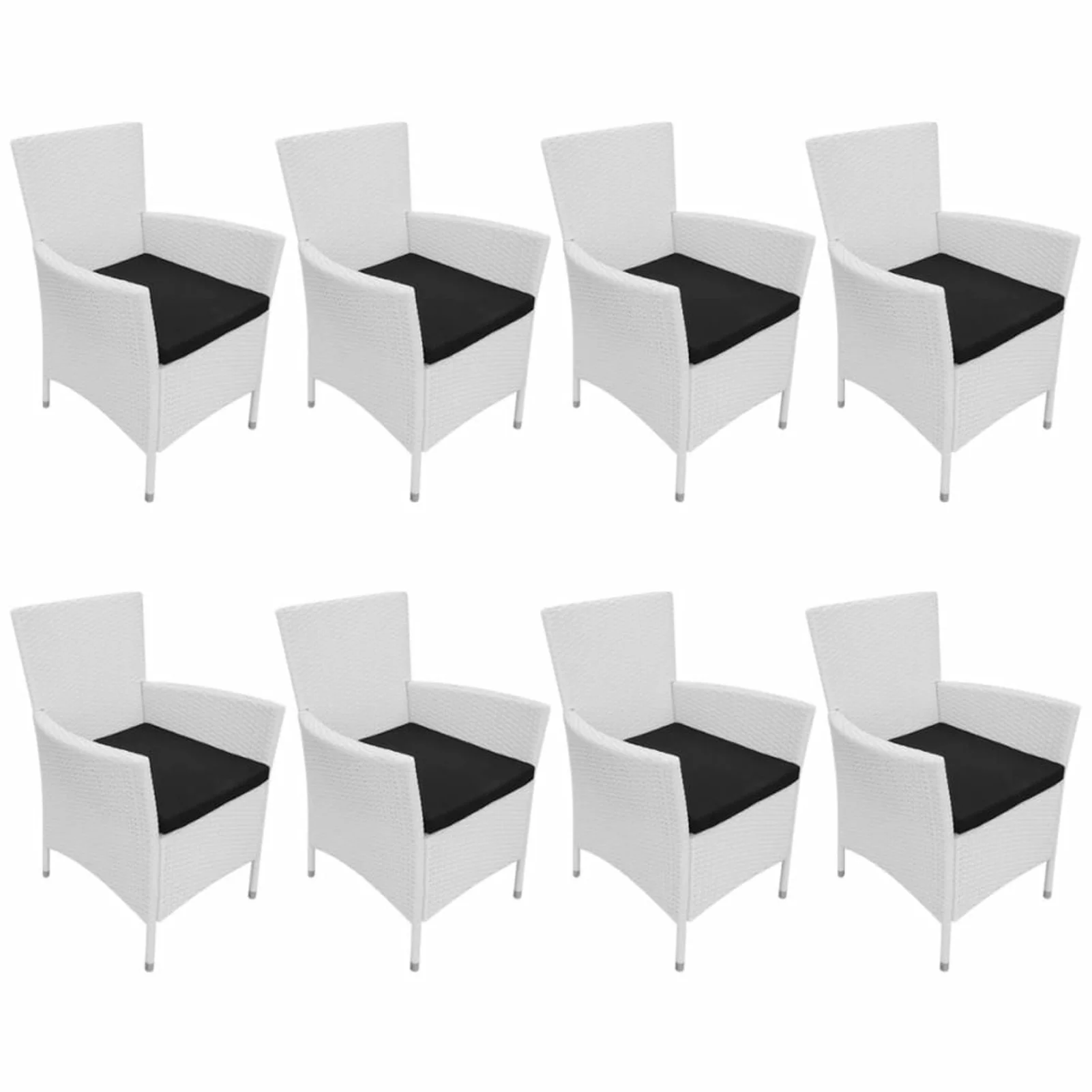 OWSOO 9 Piece Patio Dining Set Poly Rattan White