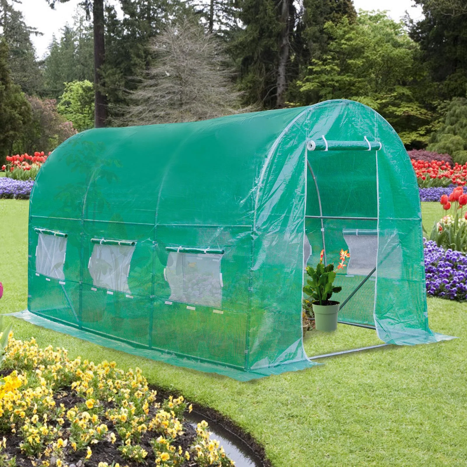 SalonMore 12 x7 x7' Greenhouse Large Heavy Duty Walk in Green