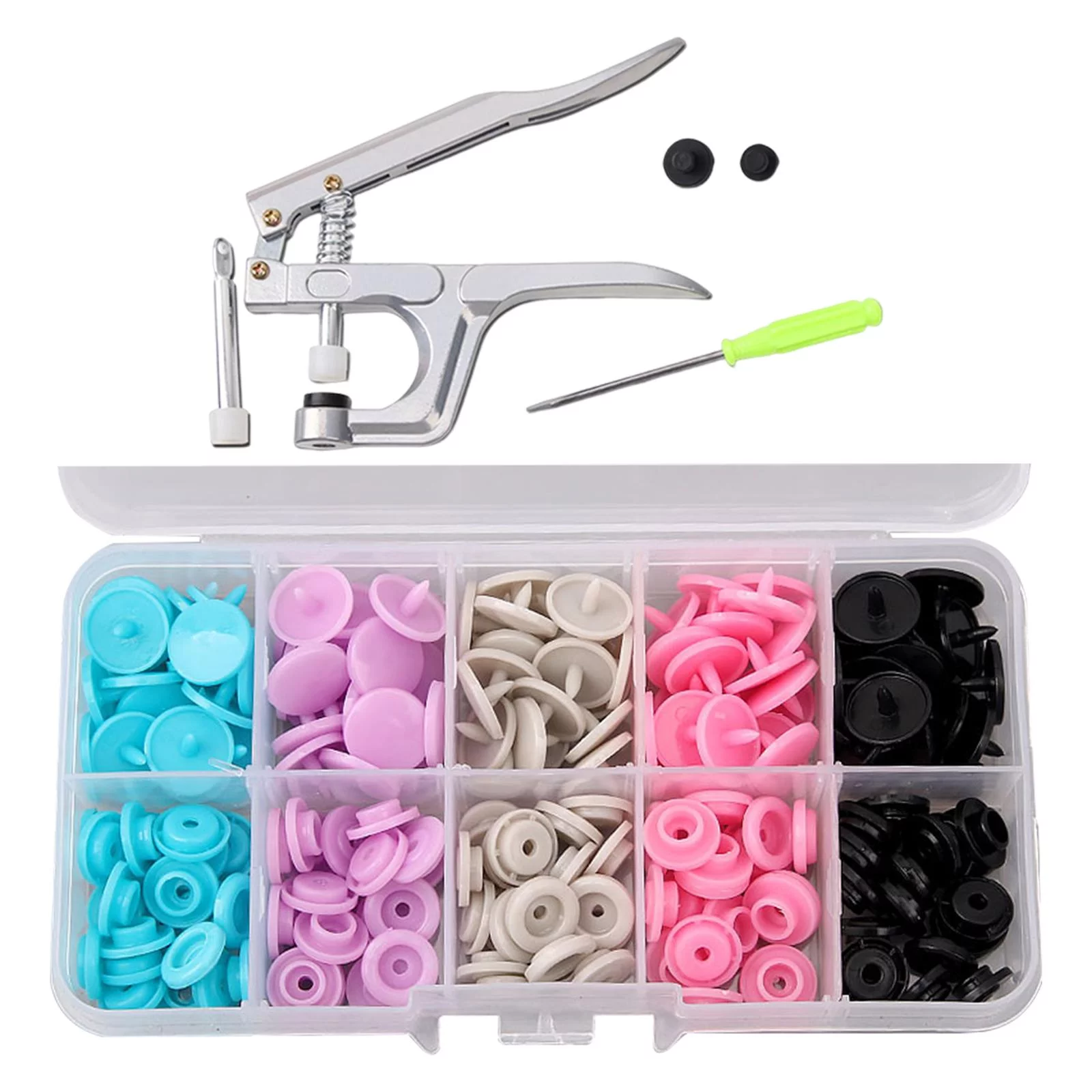 50 Sets Sewing Snaps Snaps Fastener Tool Mixed Colors Snaps Hand Pliers with Snap Pliers for Clothes