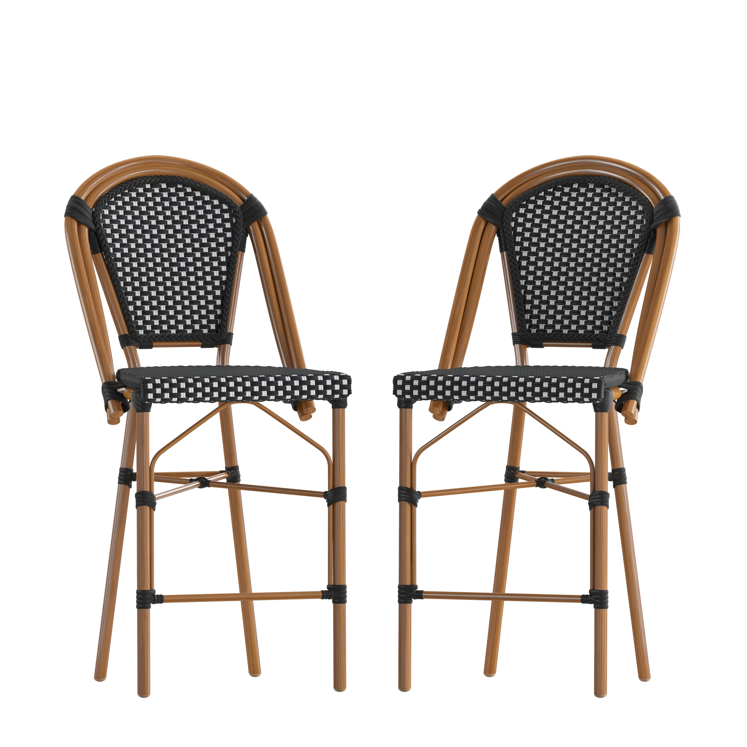 BizChair Set of 2 Stackable Indoor/Outdoor French Bistro 26