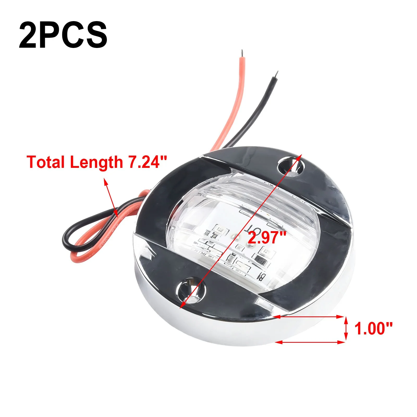 2X Round Marine Boat 6 LED Courtesy Lights Cabin Deck Starboard Stern Light Blue