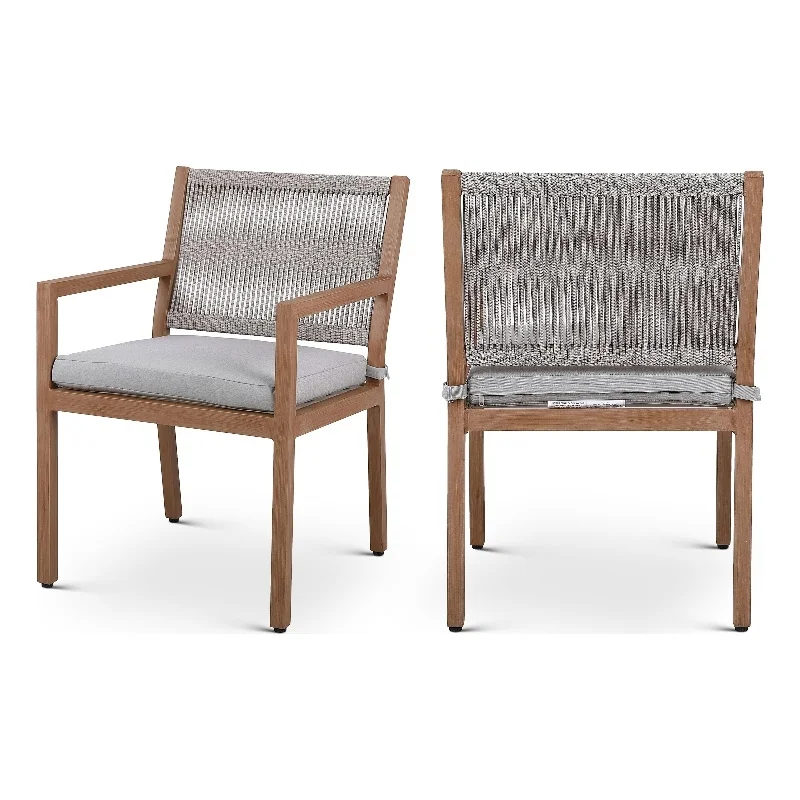 Meridian Furniture Maui Grey Outdoor Patio Dining Arm Chair (Set of 2)