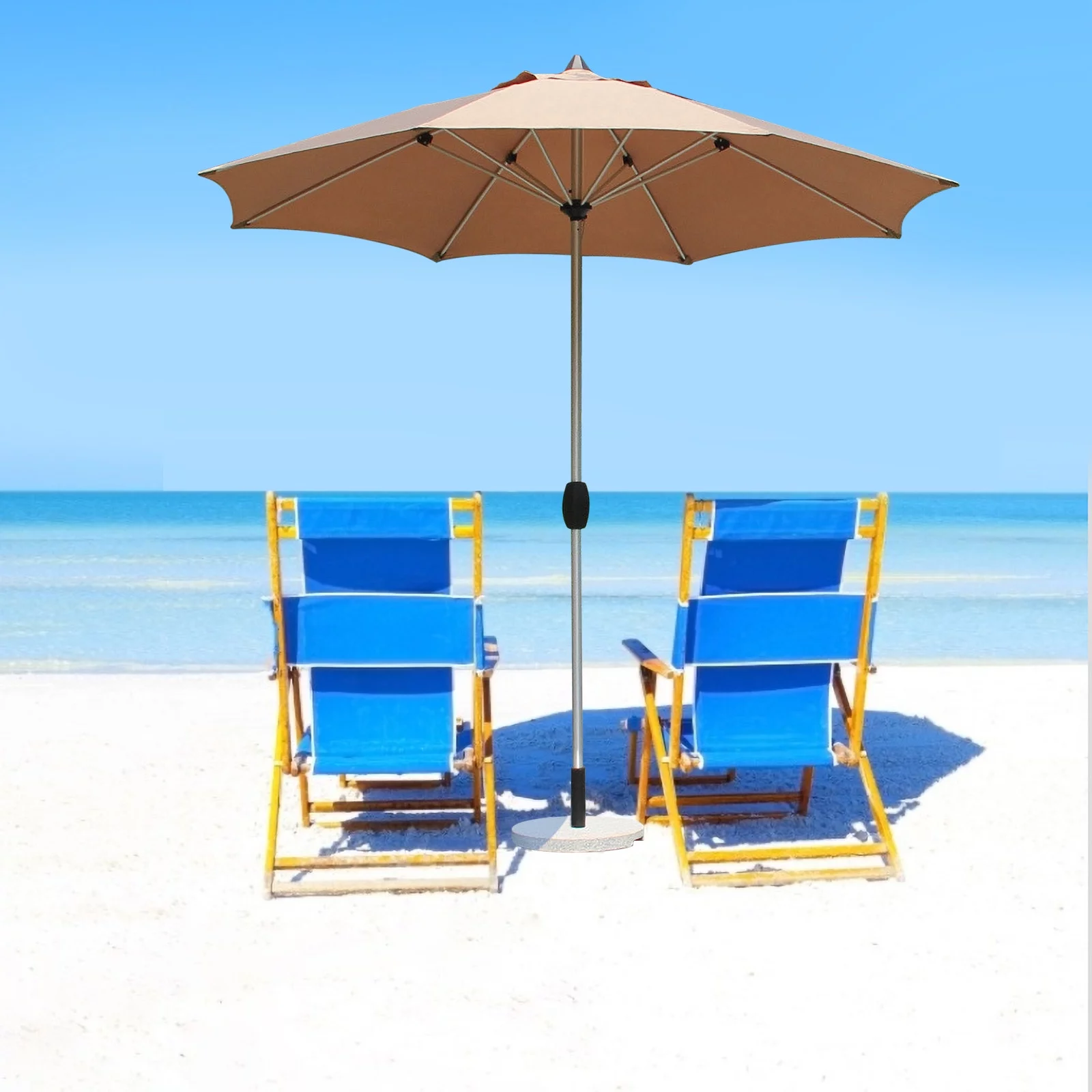 Bnnlsa Folding Chair Garden Terrace Courtyard Beach Swimming Pool Market Table 6 Rib Umbrella Placeme