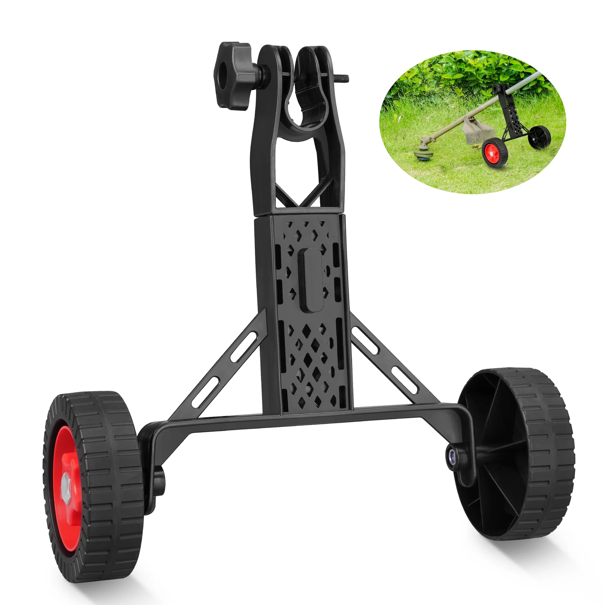 Adjustable String Trimmer Support Wheel Attachment,Upgrade Design Lawn Mower Auxiliary Wheels suitable for most mowers shaft tubes of 25mm/26mm and 28mm