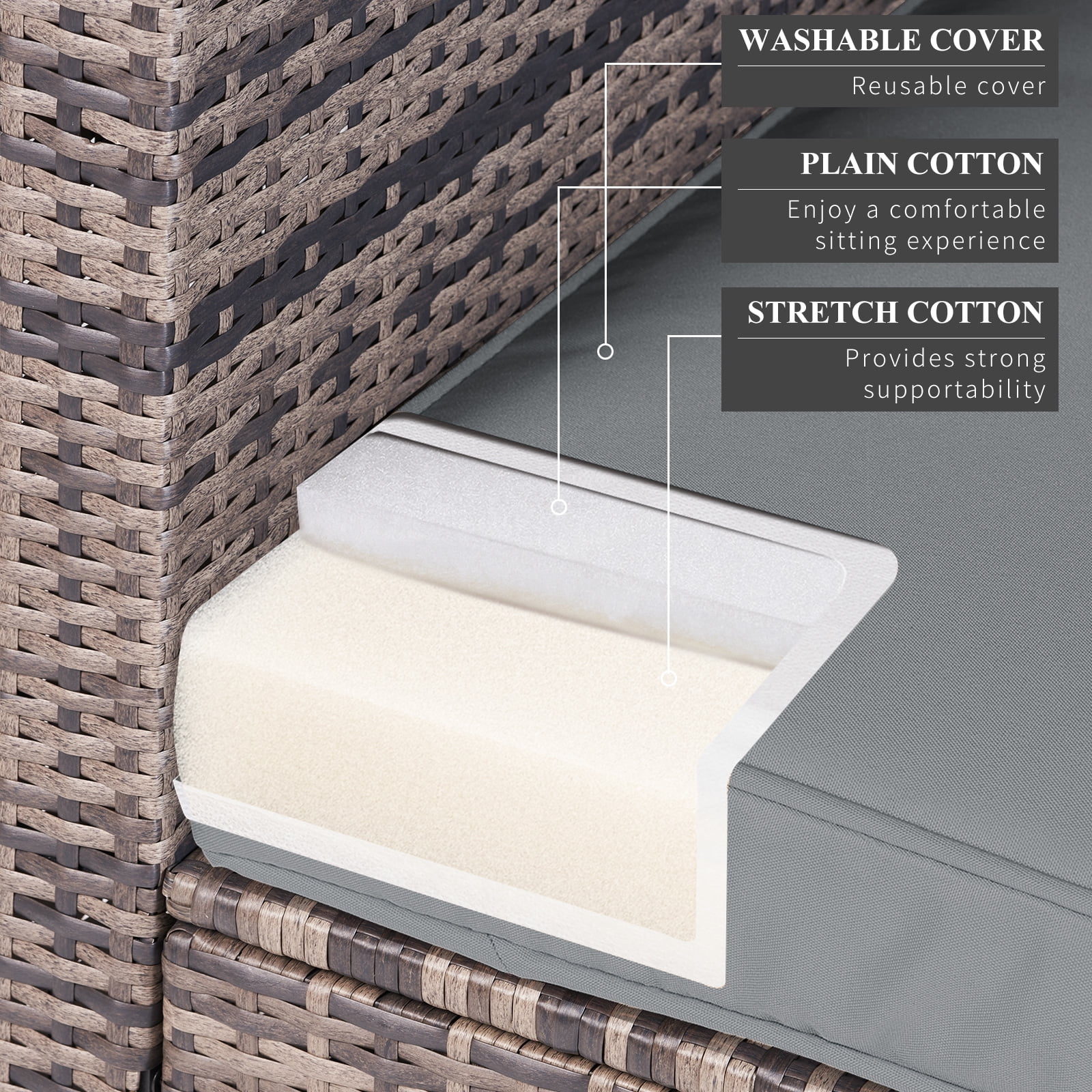 Sunmthink 5 Pcs Patio Furniture Sets with Fire Pit Table, Grey