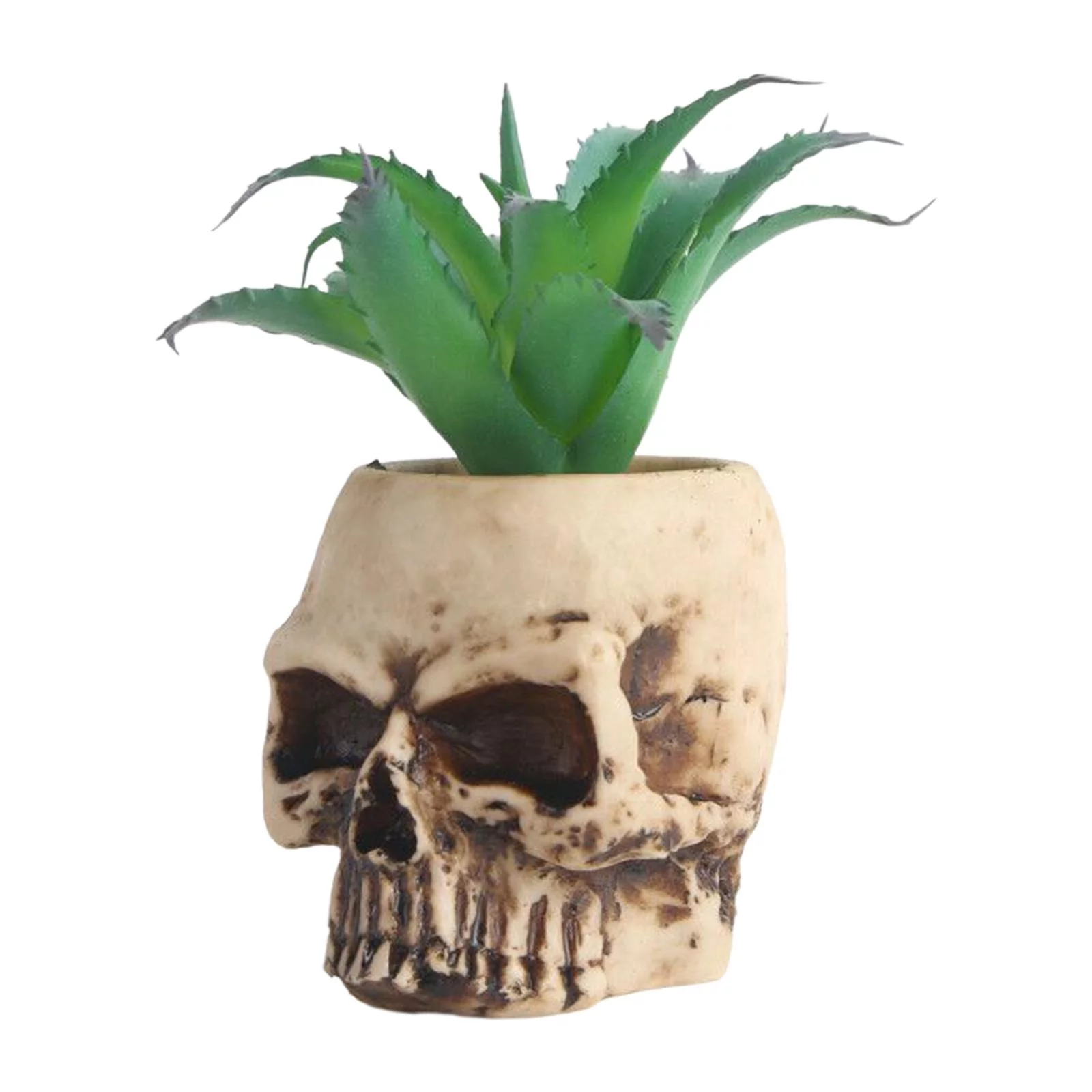 Modern Resin Skull Shaped Flower Pot Planter Container Decoration Flowerpot Props for Desk Decoration