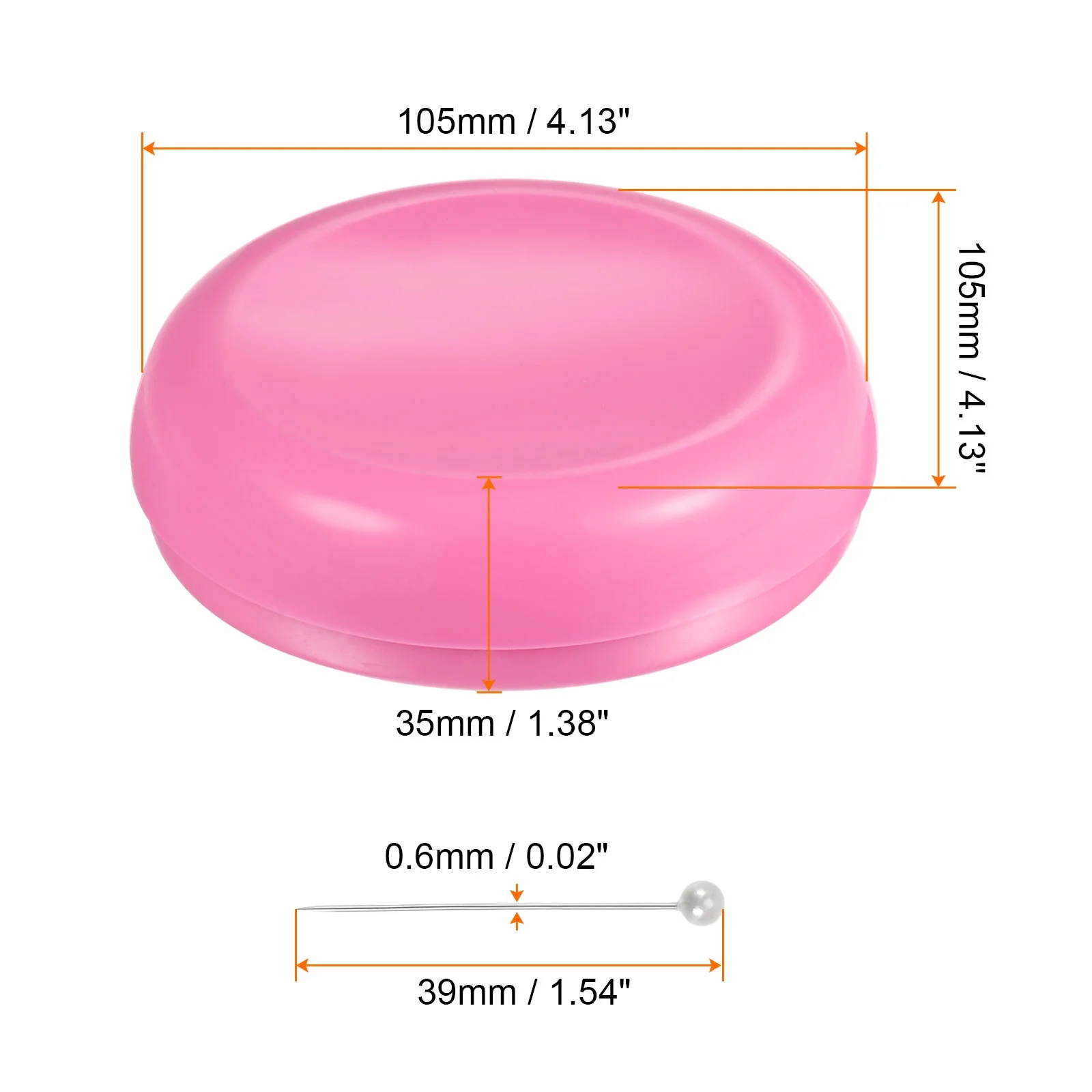 Uxcell Magnetic Pin Cushion Round Shape with 100pcs White Plastic Head Pins, Magnetic Pins Holder Pink