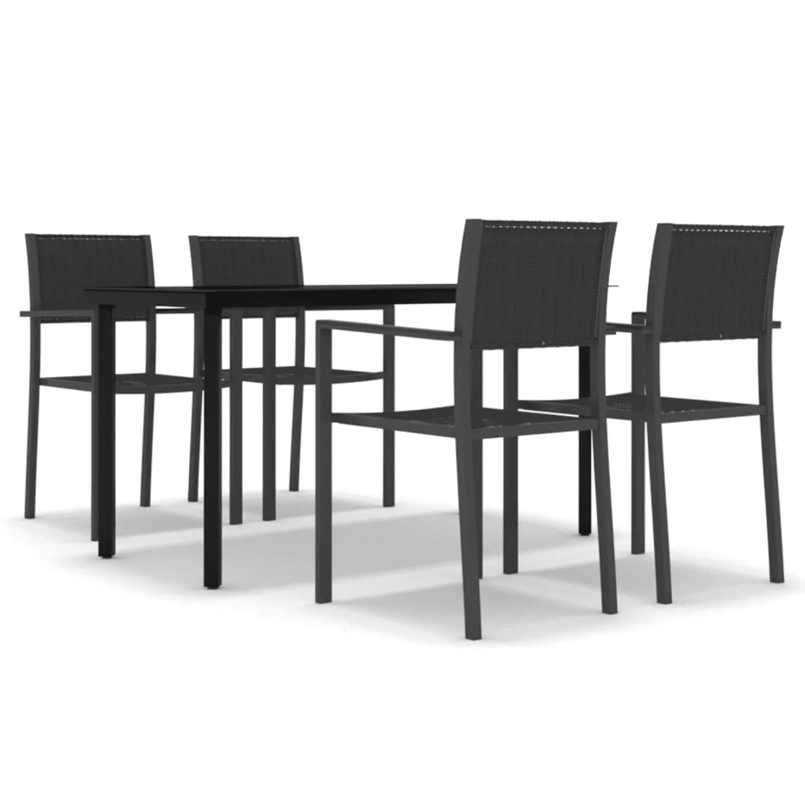 ikayaa 5 Piece Patio Dining Set Black