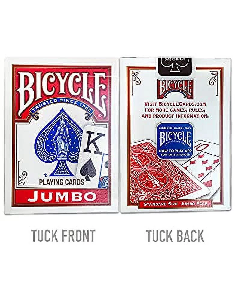 Bicycle Playing Cards, Jumbo Index, 12 Pack,Red & Blue