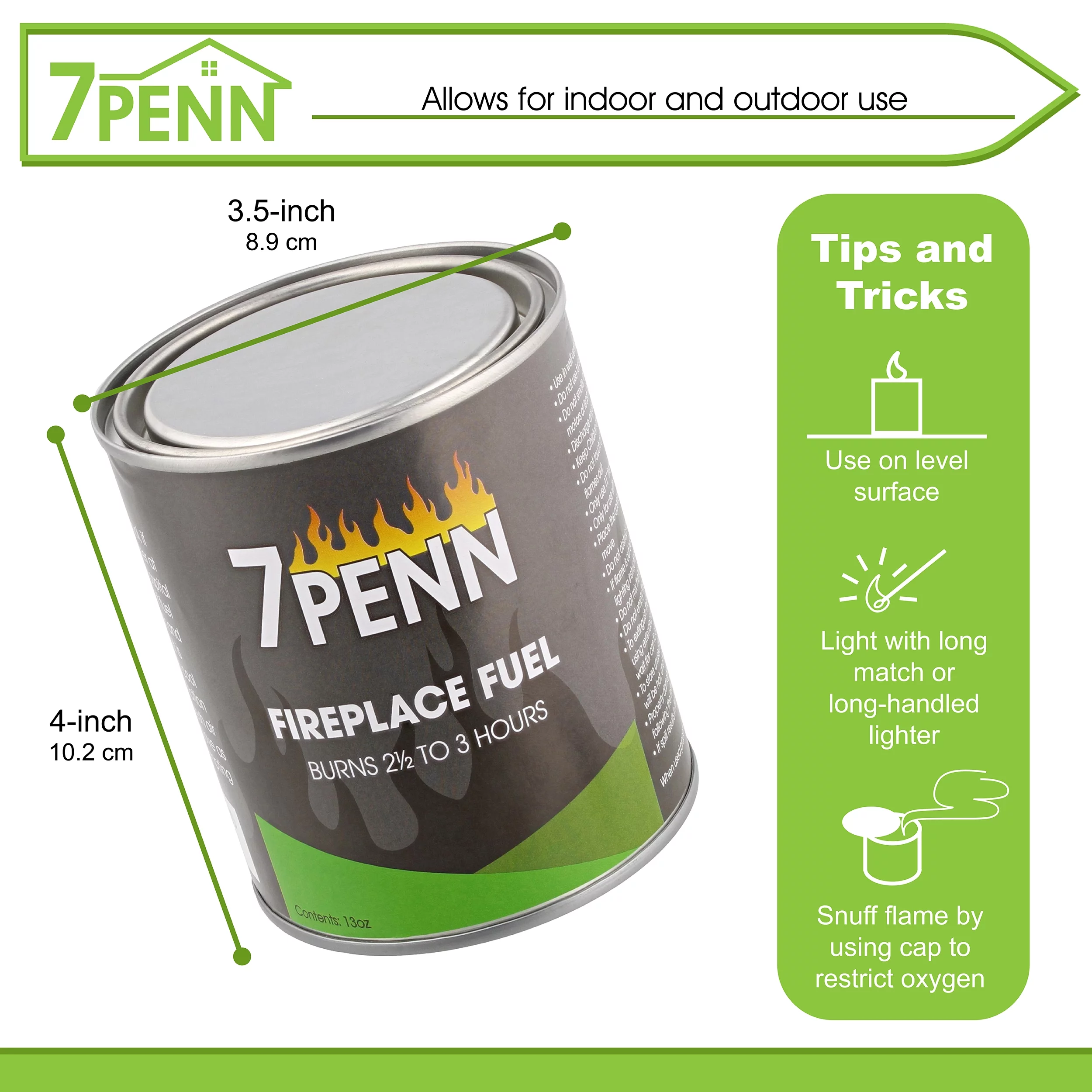 7Penn Gel Fireplace Fuel Cans, 13oz - 12Pk Fire Pit Gel Fuel Cans for Fireplace