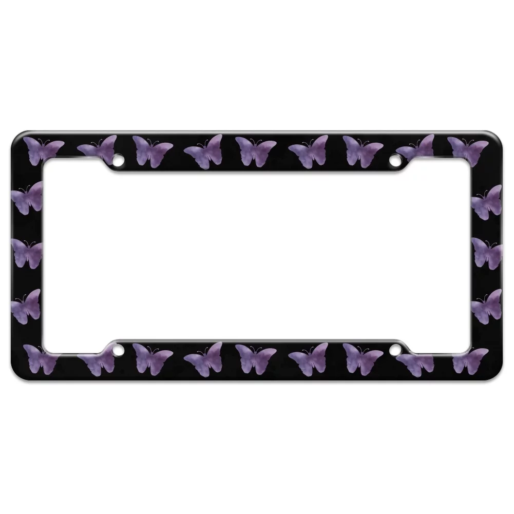 Purple Butterfly Watercolor Silhouette License Plate Tag Frame