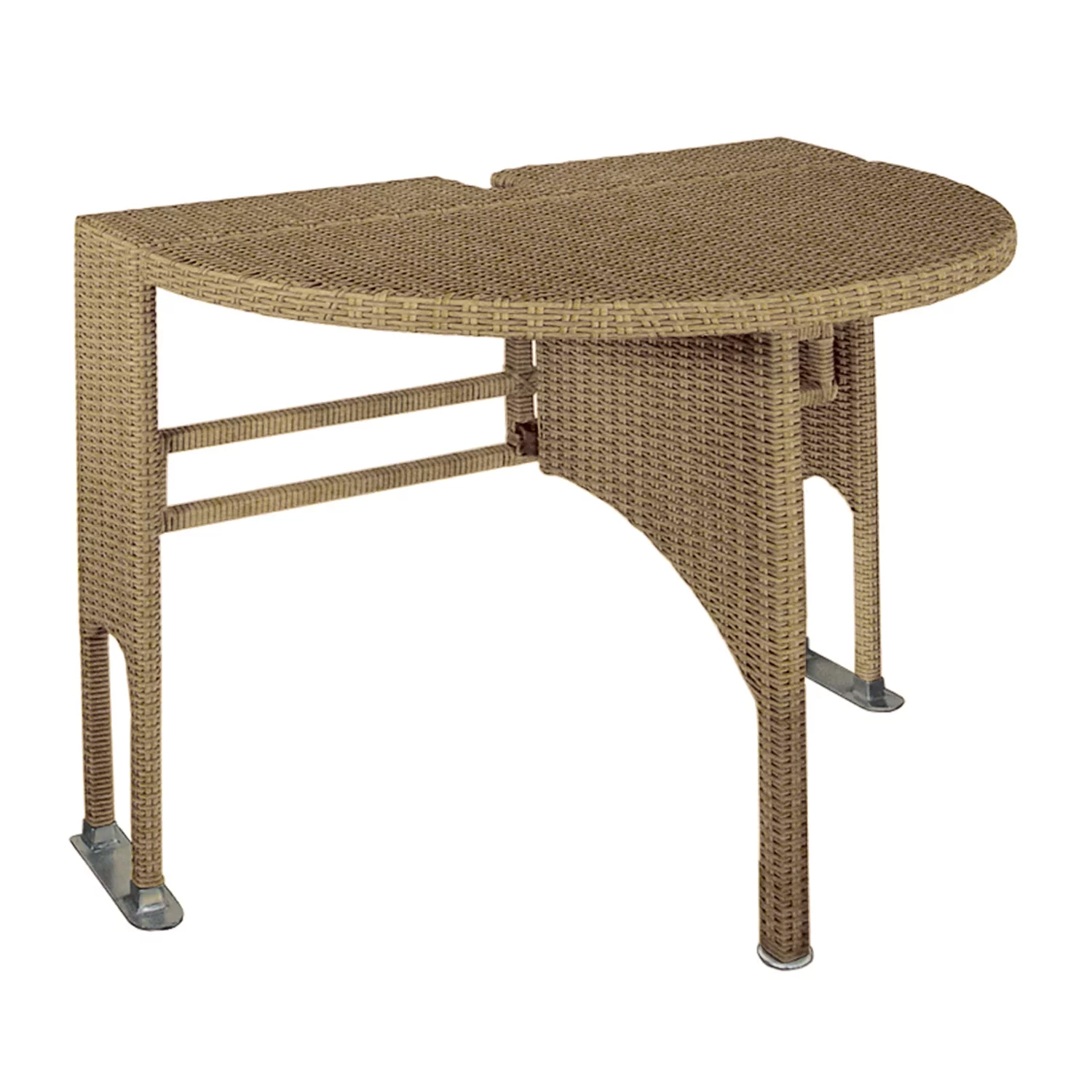 Blue Star Terrace Mates Genevieve, 3-Piece All Weather-Wicker Table and Chair Set  with Half-Oval Table & Stacking Chairs, Java