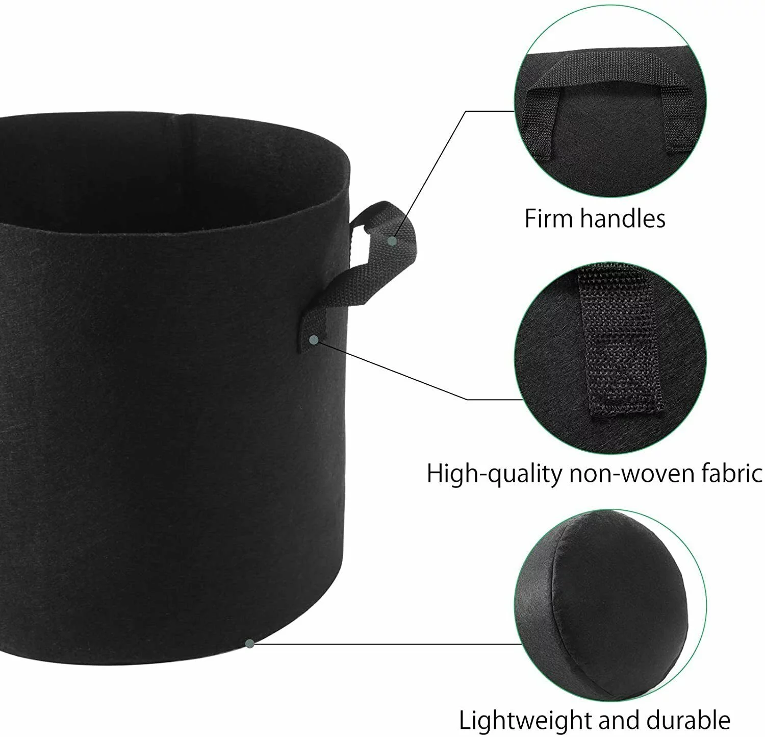 ZARLBOL 10 Pack 2 Gallon Plant Grow Bags, Heavy Duty Nonwoven Plant Fabric Pots with Handles