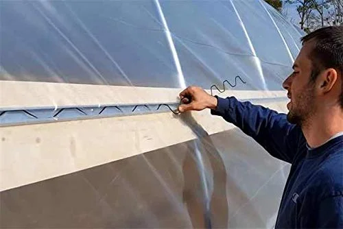 Greenhouse Aluminum Wiggle Spring Wire & Wiggle Spring Wire Lock Channel Bundle kit, 20 Pieces, Each 6.5 Foot Long, for Easy and Fast Greenhouse Film Insect net Shading Cloth Attachment to Greenhouse