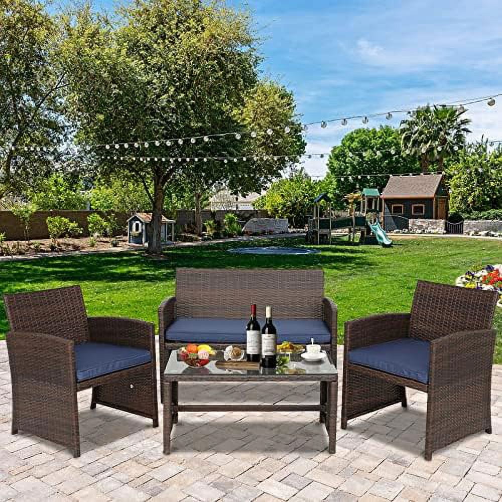 HYHBIBOOM 4-Piece Outdoor Patio  Sets Wicker Sofa with Cushions and Coffee Table Garden Lawn Pool Backyard Outdoor Sofa Sets (Grey  Set of 4)