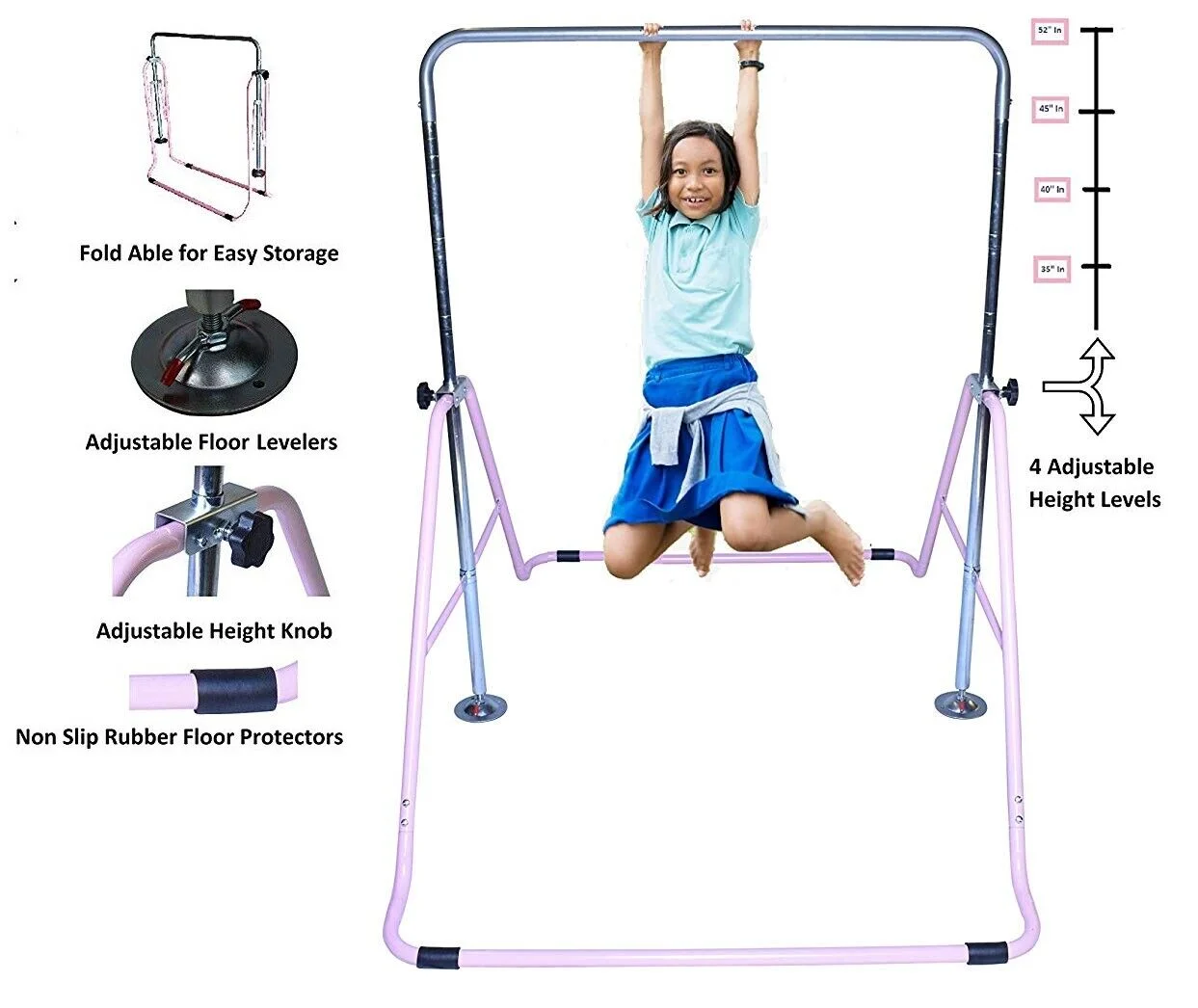 Kids 3-in-1 Jungle Gym with Monkey Bars, Swing, Trapeze Rings - Gymnastics Playground Fun