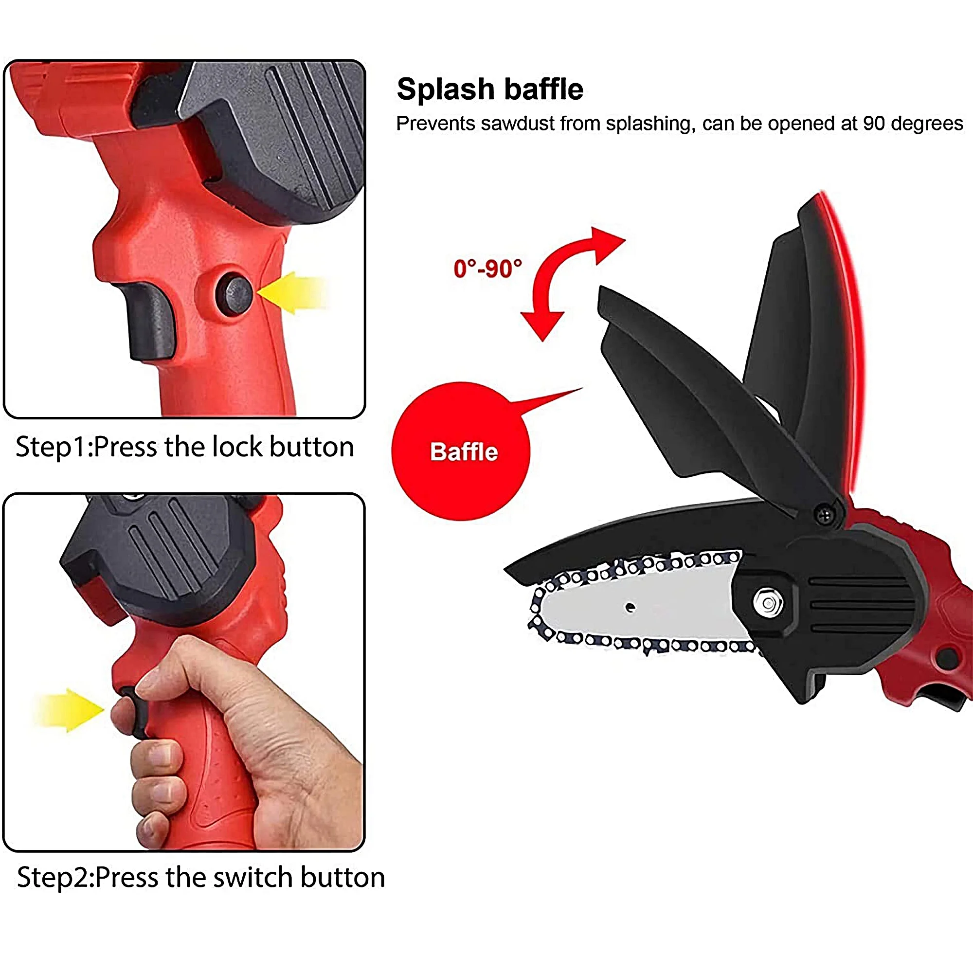 AS SEEN ON TV - Mini Chainsaw Cordless 6 Inch, Electric Chainsaw Chain Saw Battery Powered, Small Hand Chainsaw