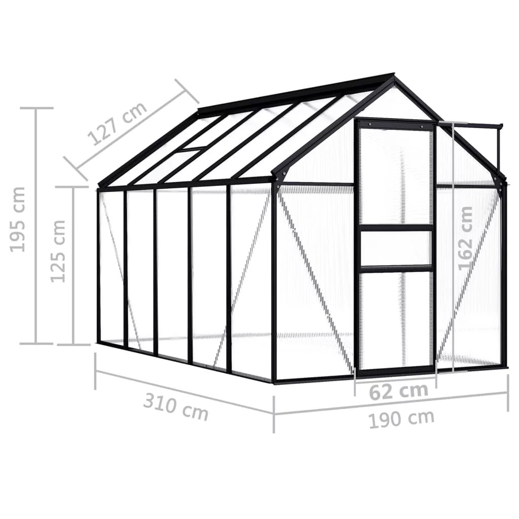 Anself Greenhouse Anthracite Aluminum 63.4 ft²
