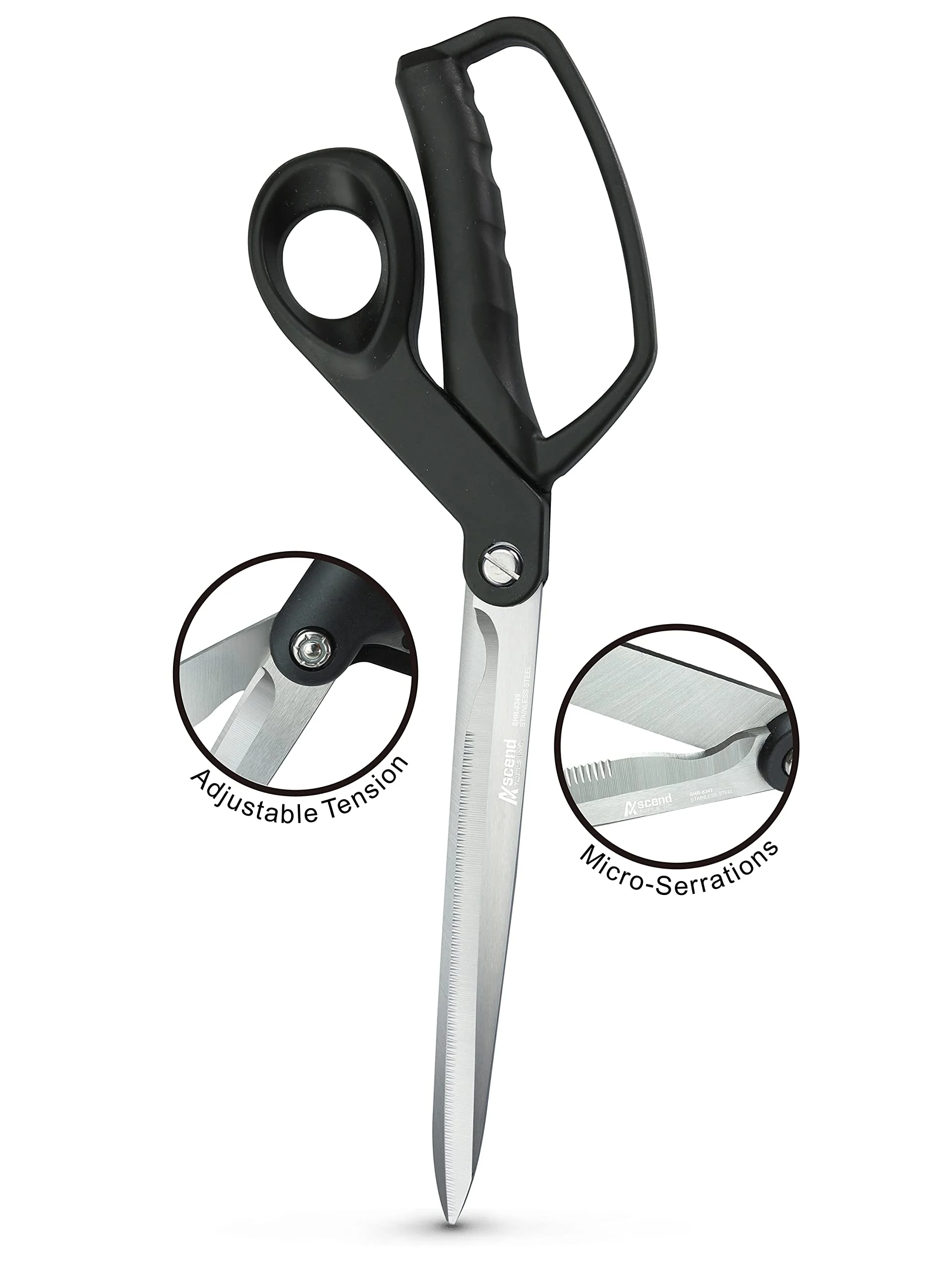 Ascend Tools Heavy Duty Big Bow Re-sharpenable Bent All-Purpose Industrial Utility Shears | 11-3/8 inch and 9-3/4 inch (Medium)