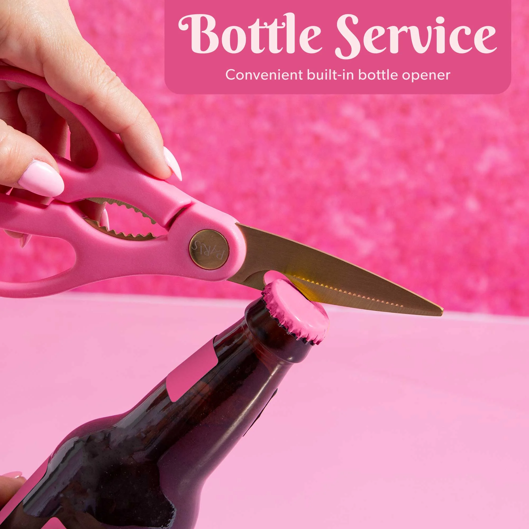 Paris Hilton 2 Pack Kitchen Shears, Stainless Steel Blades, Pink