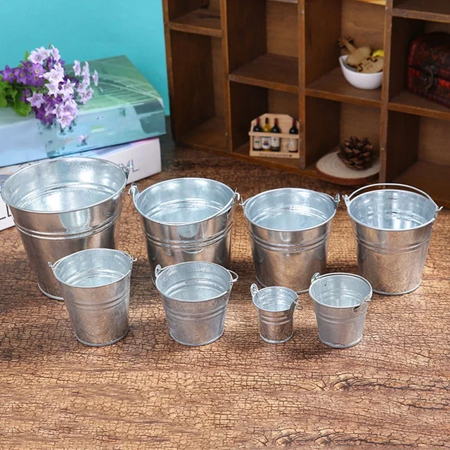 5 Pcs Tin Bucket Household Flower Pot Vintage Decor  Mini Decorative Galvanized Iron Child Rustic Table