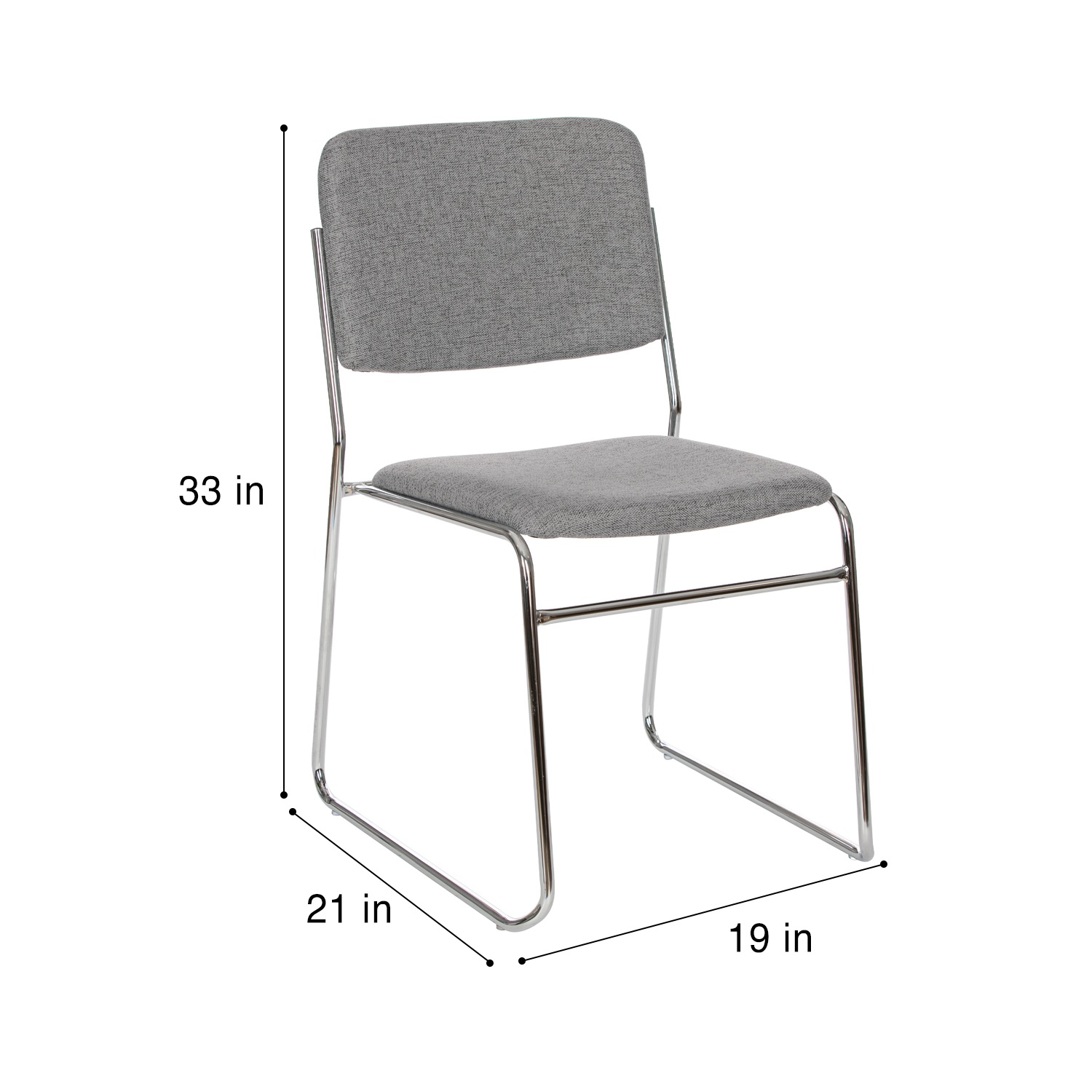 Hampden Furnishings Sandra Collection Padded Stack Chair, Grey, Pack of 2