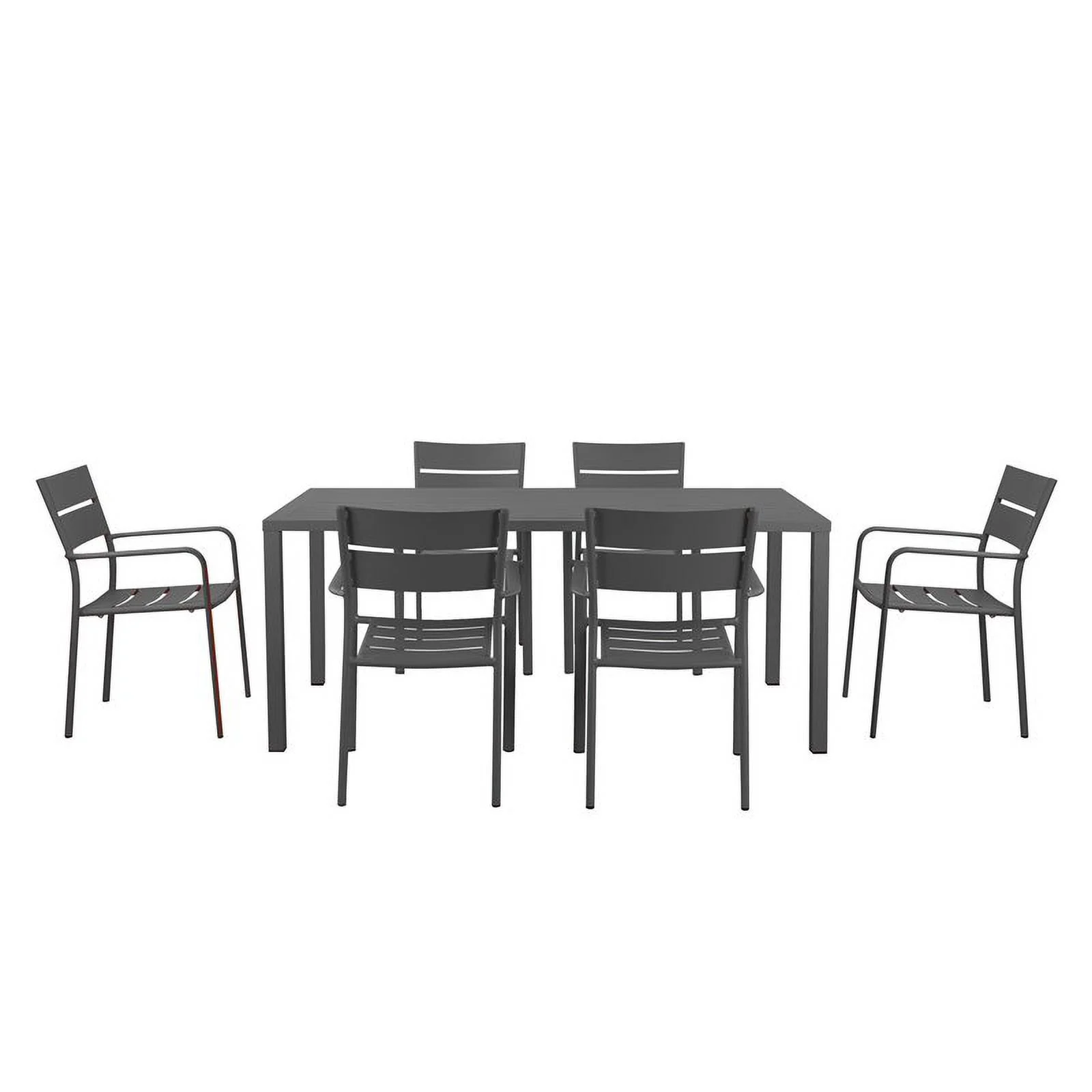 Pangea Home Miami 7-piece Modern Aluminum Frame Patio Dining Set in Gray