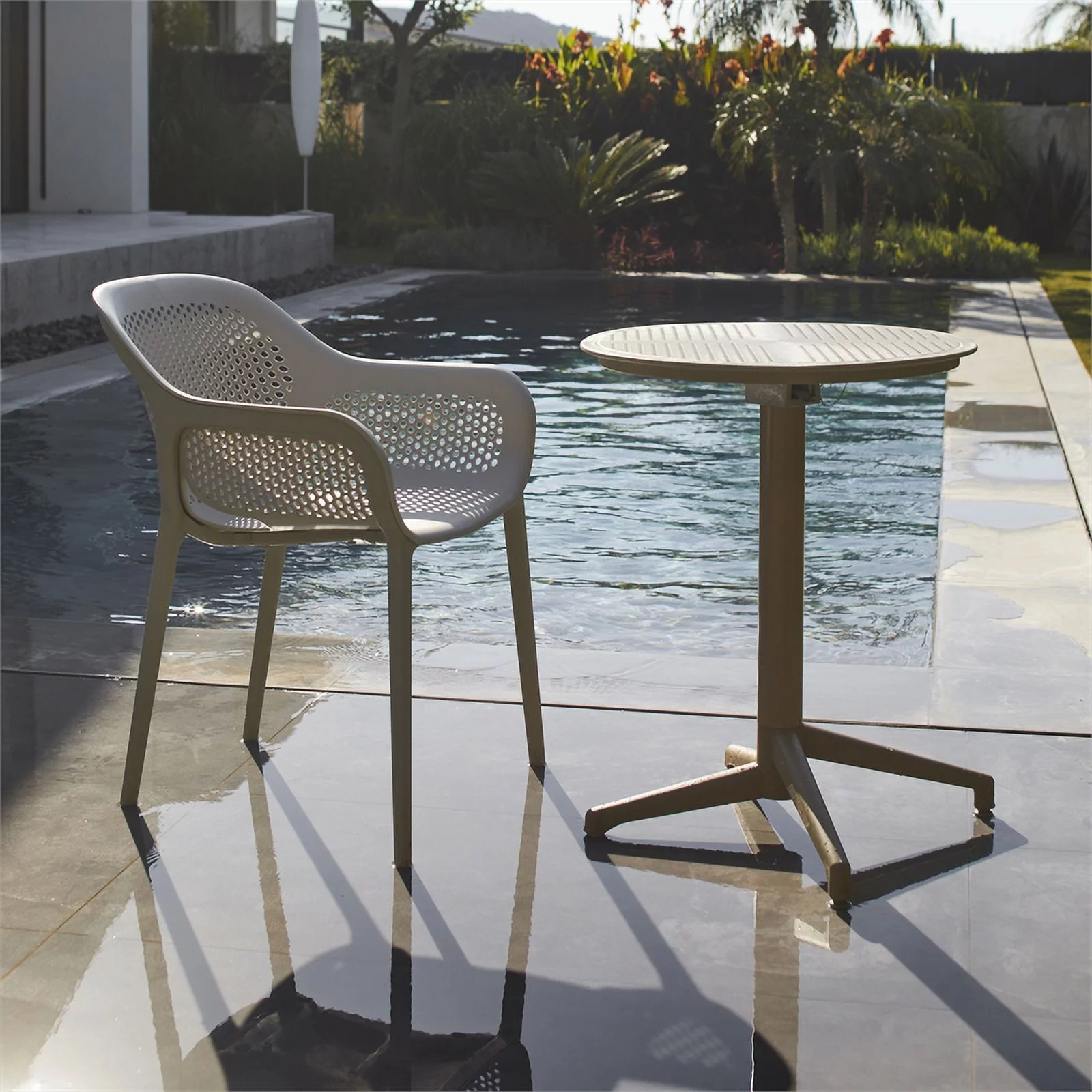 Pemberly Row Resin Patio Dining Chair in Coffee - (Set of 2)