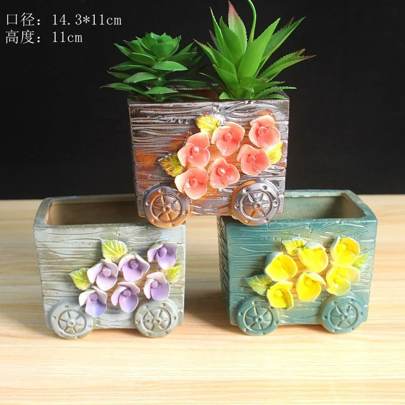 LivNxt Handcrafted Ceramic Succulent Plant Pot with Floral Design - Rustic Style Planter for Succulents