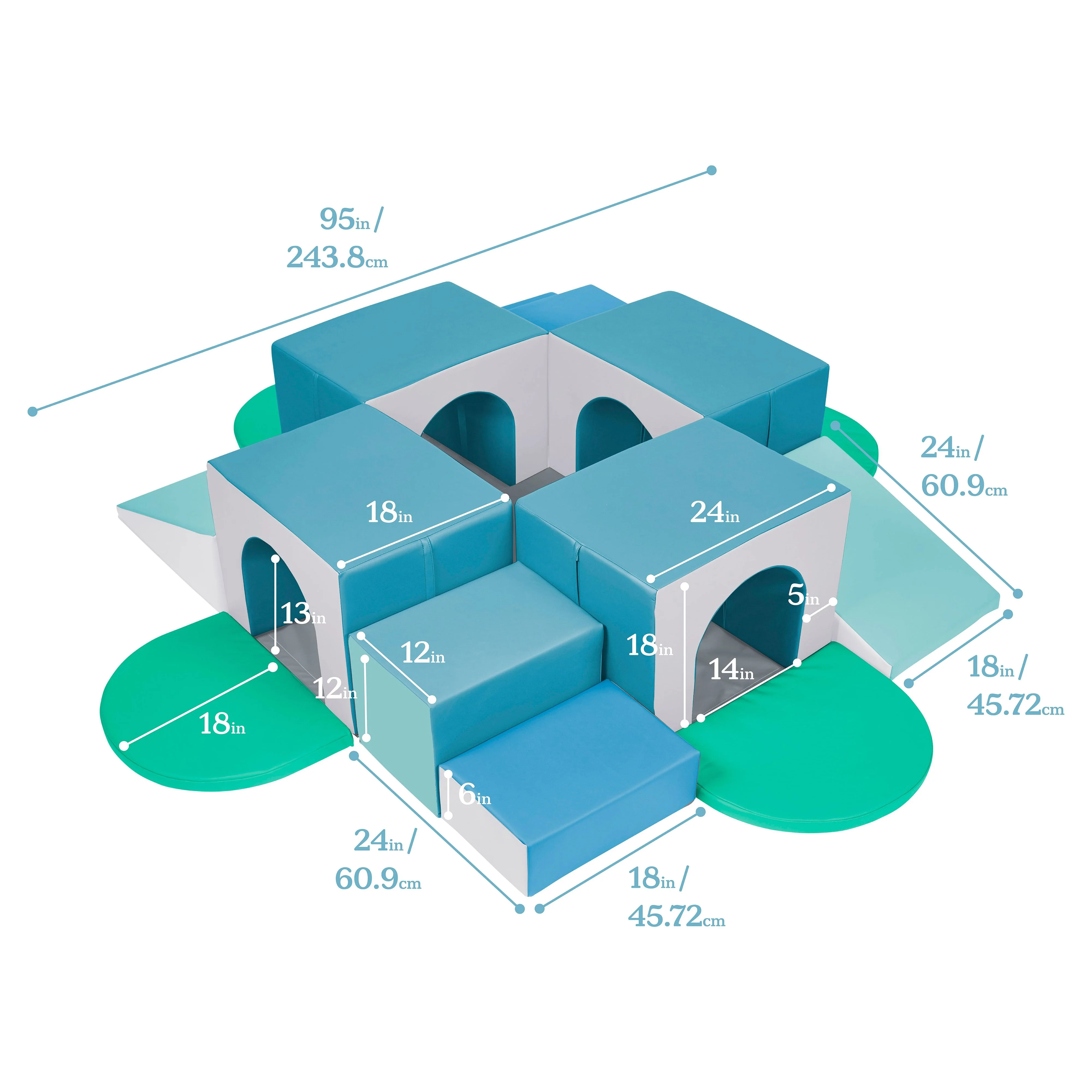 ECR4Kids SoftZone Four Tunnel Maze, Contemporary, 15-Piece