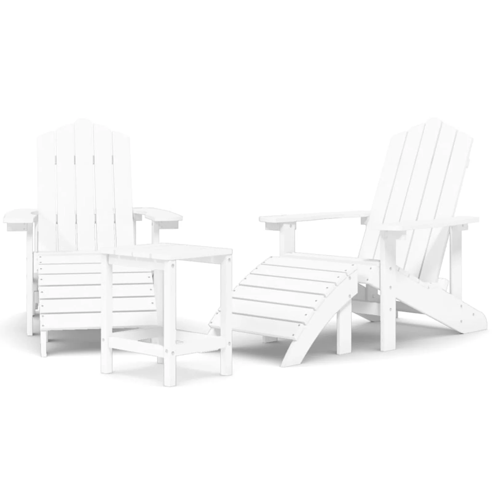 Aibecy Patio Adirondack Chairs with Footstool & Table HDPE White