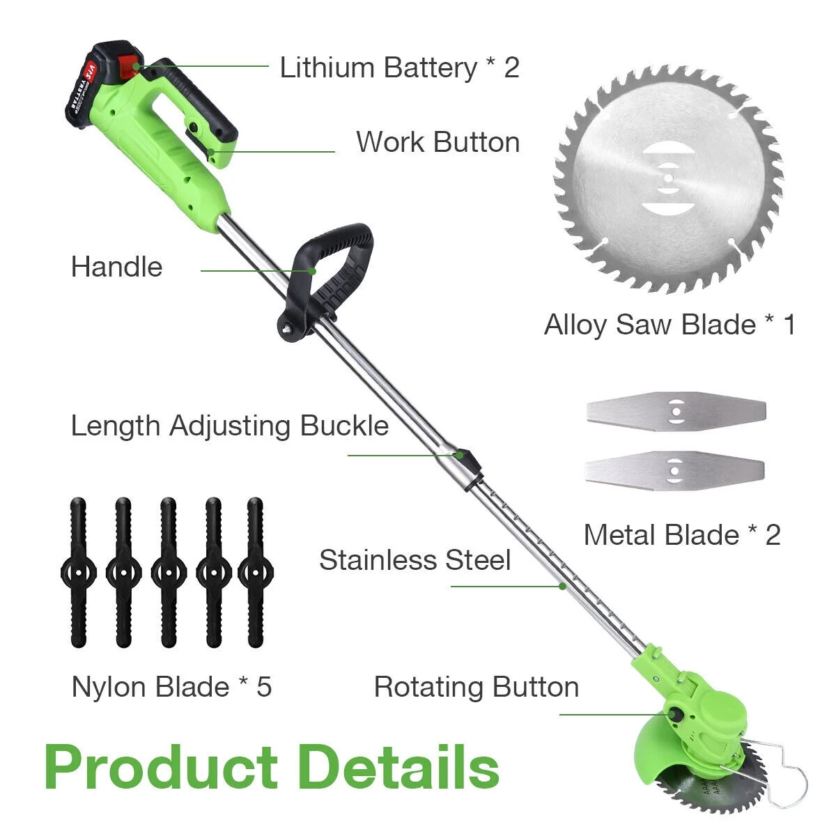 Electric Cordless Grass String Trimmer Lawn Edger Weed Wacker Cutter w/ Battery