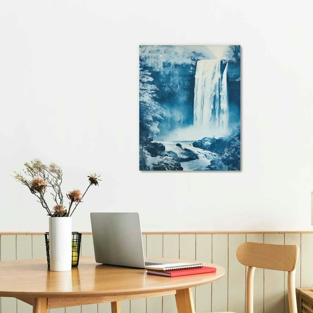 PIKWEEK Stream Waterfall Landscape Poster Wall Art Canvas Print Home Decor Gifts Unframed and Framed Hanging