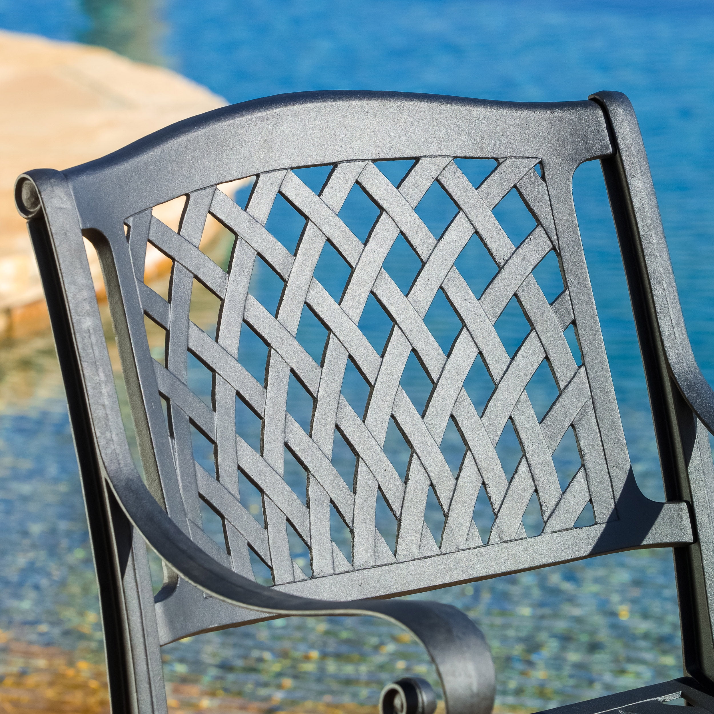 22 in,Grid Chair,These Durable, High-quality Chairs Are Made of Cast Aluminum with Mesh Backrests and Seat Rest,Provides A Sturdy, Weather-resistant Frame,backyard,courtyard,deck Space