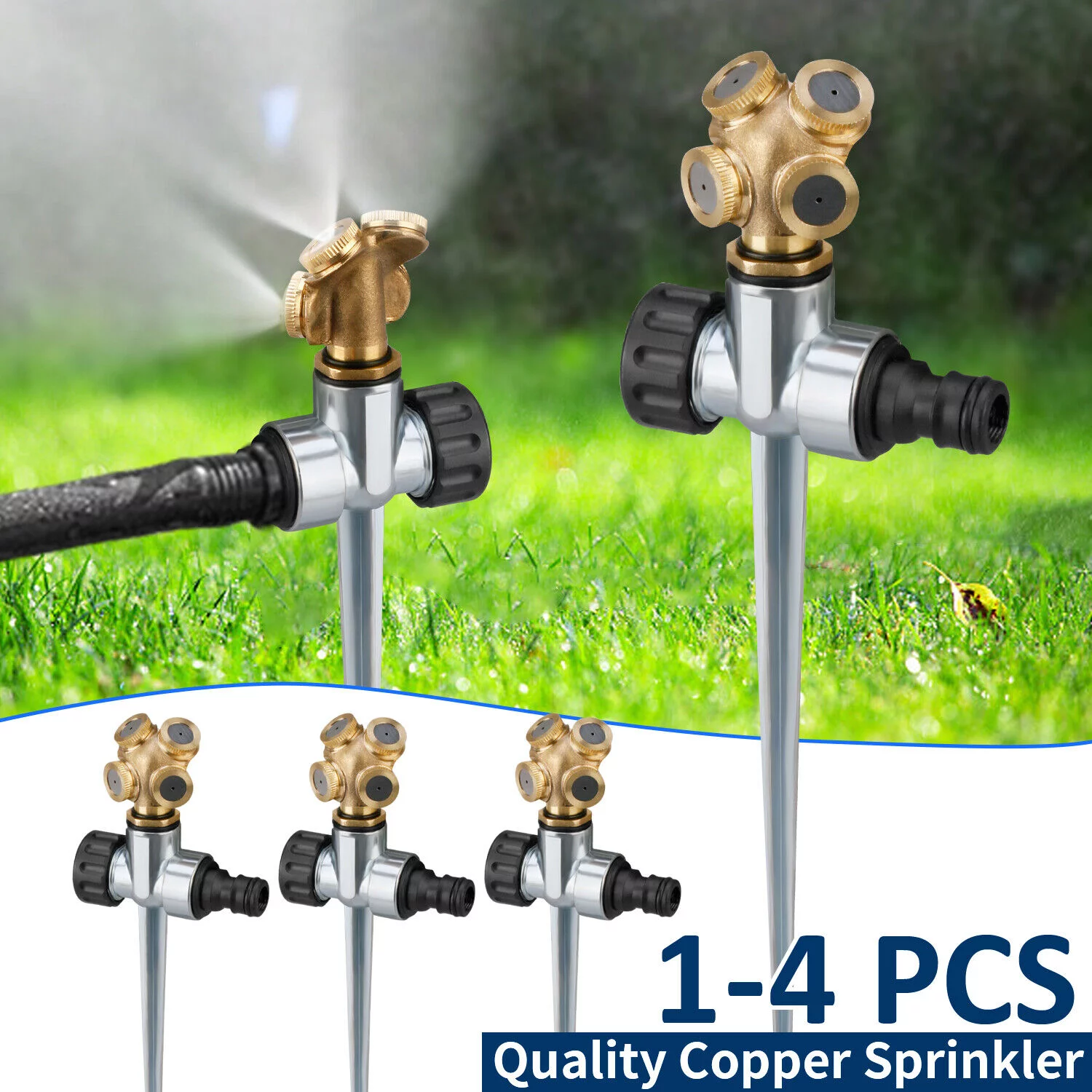 1-4PCS Brass Water Sprinkler Watering Sprayer Automatic System Garden Yard Lawn