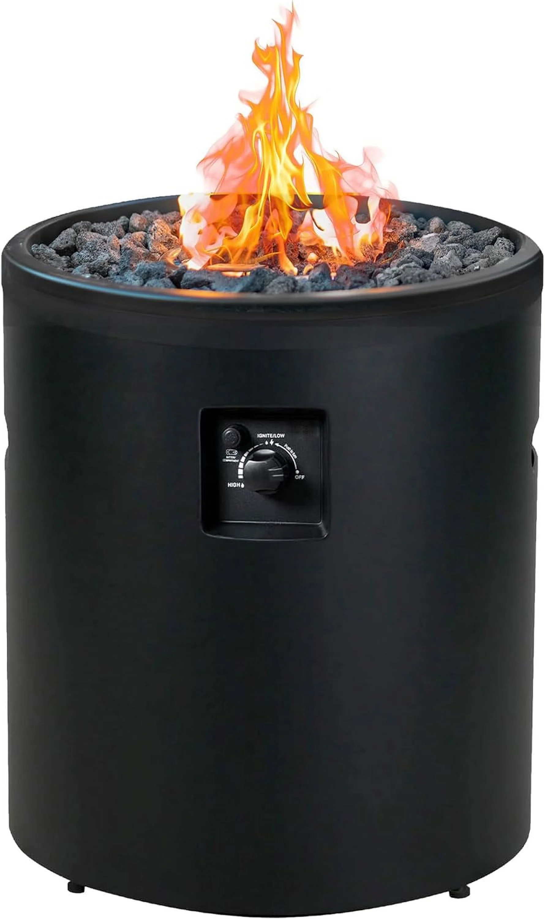 Steel 50K BTU Smokeless Propane Gas Round Outdoor Backyard Heating Fireplace for Patios, Decks, and Porches, Black