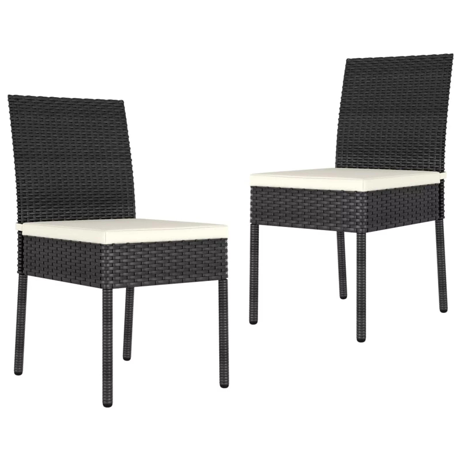 Carevas Patio Dining Chairs 2 pcs Poly Rattan Black