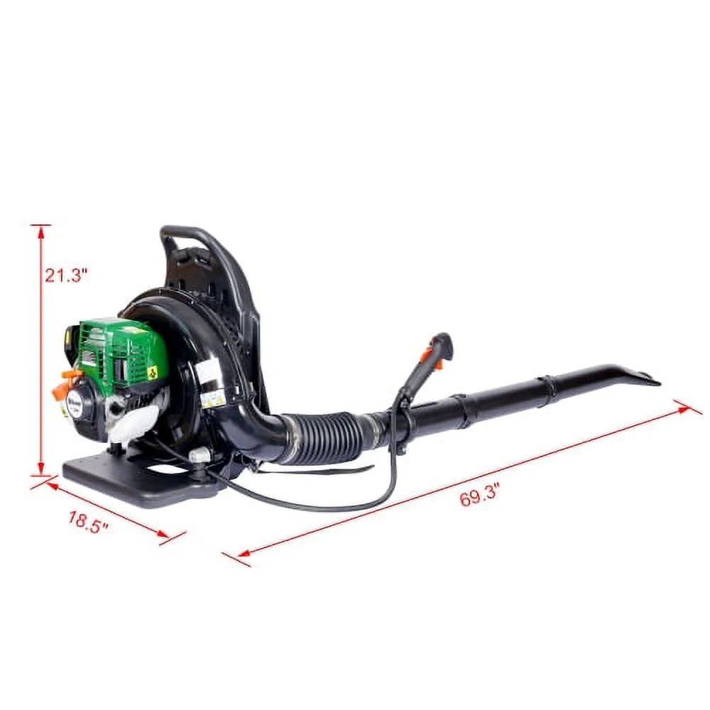 37.7CC 4 Stroke Leaf Blower Backpack with Extention Tube for Snow Blowing and Cleaning, Green (1.5HP 580CFM)