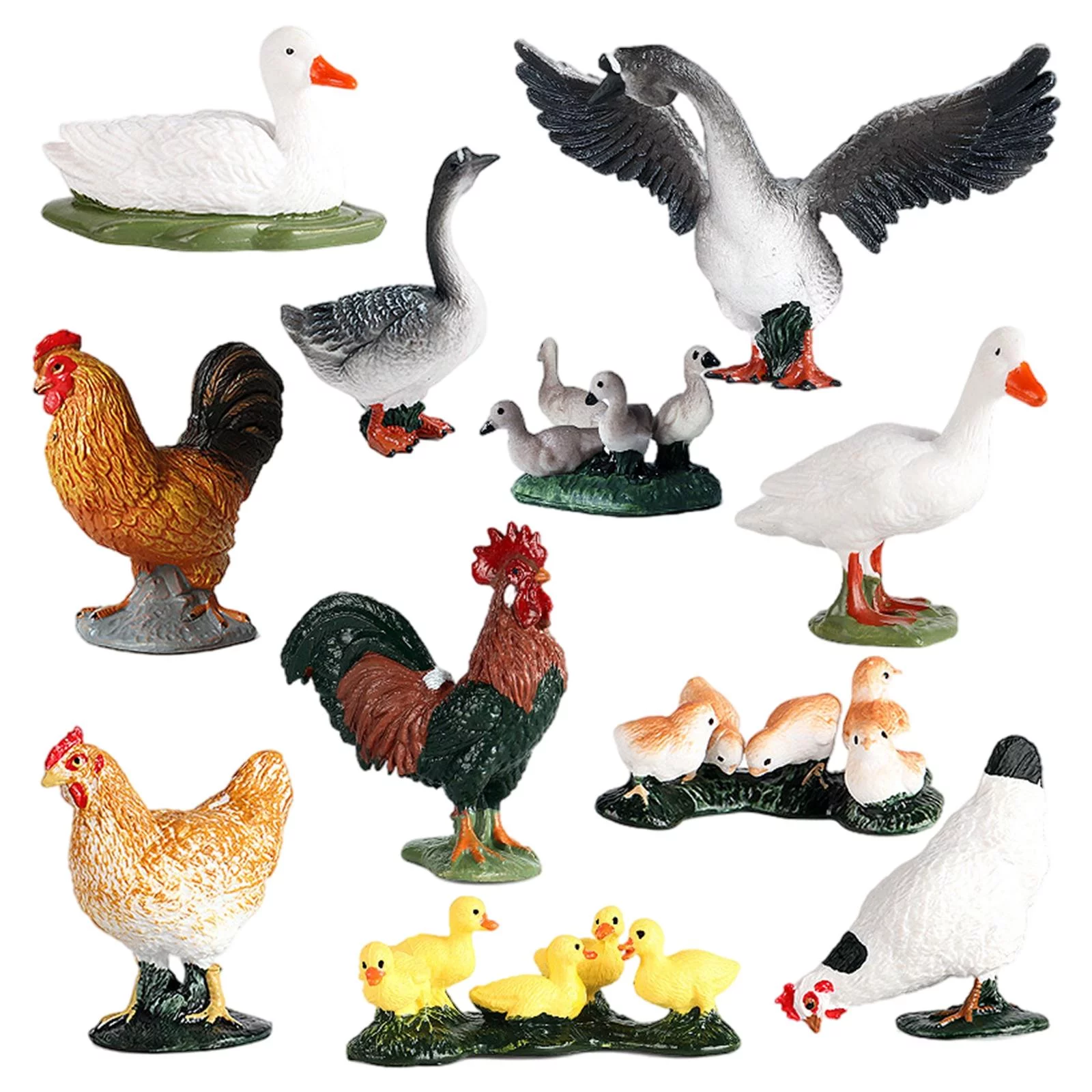Simulation Farm Animals Figurine Tabletop Decoration Education Toy Playset Animal Figutes Toys Action Duck Figures for Kids