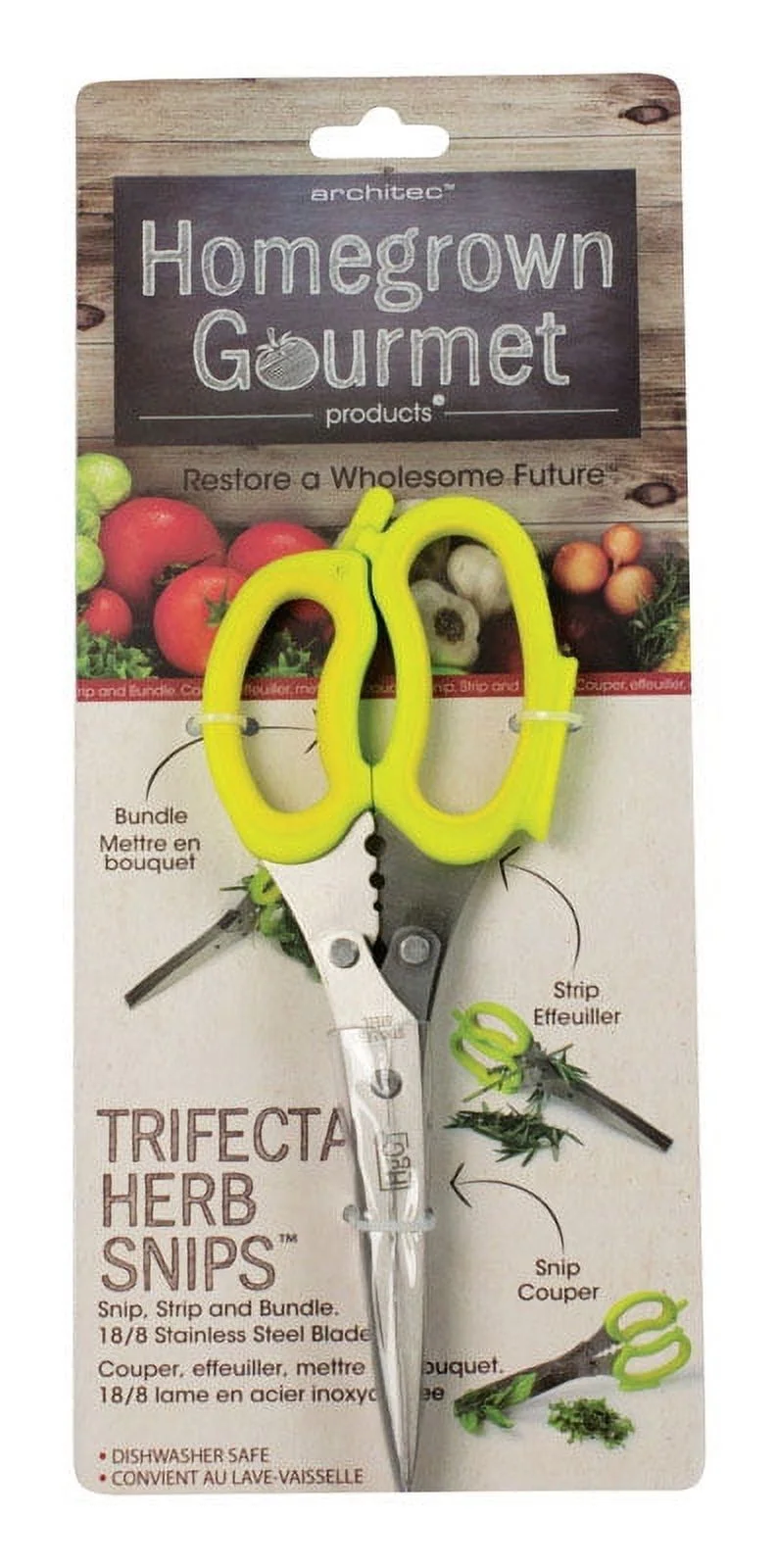 1 Pc, Architec Homegrown Gourmet 5914570 Stainless Steel Twin Blade Herb Snips