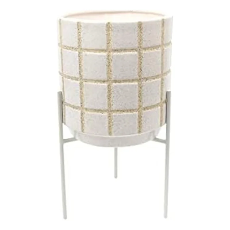 Truu Design White Ceramic Planter with Stand