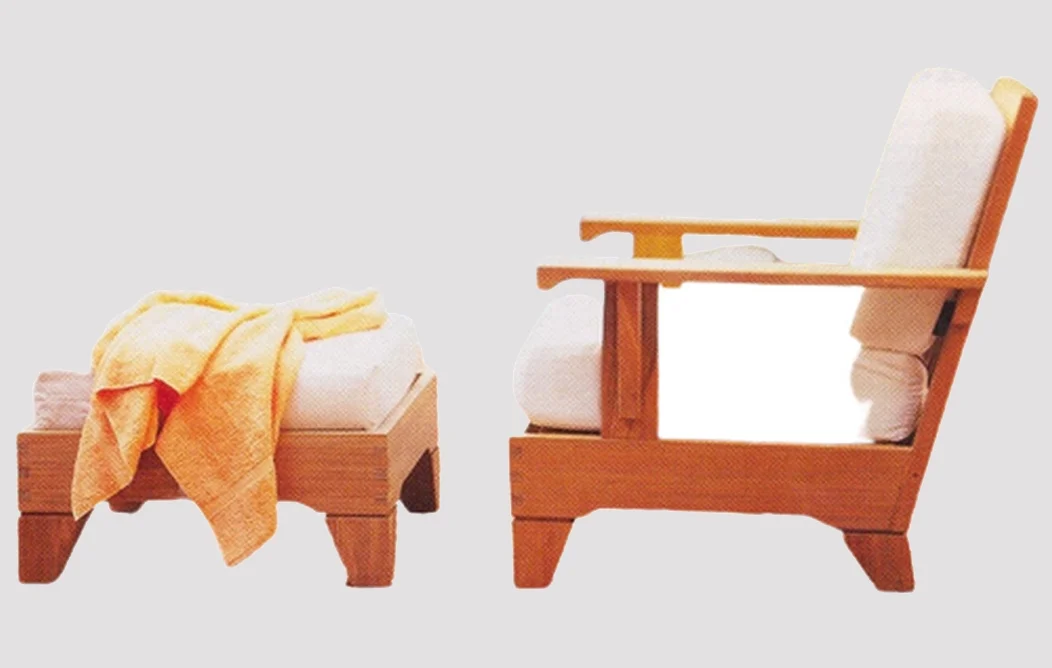 Caranas 2 Pc Lounge Chair Set: Lounge Chair & Ottoman With Cushions in Sunbrela Fabric #5404 Canvas Natural