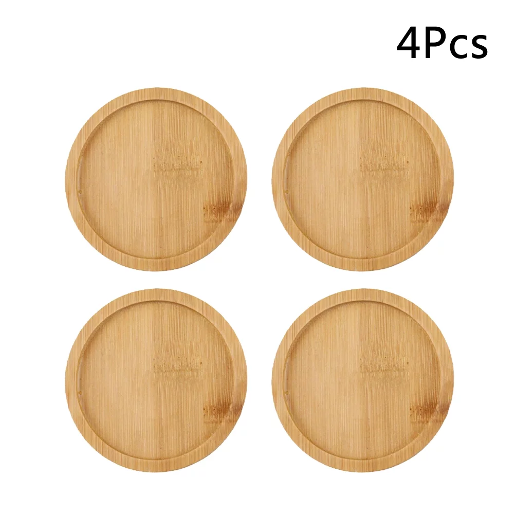 Outdoor Household Square Plant Trays for Indoors Pot Saucer Plants Flower Planters Pots Bamboo Saucers 4 Pcs