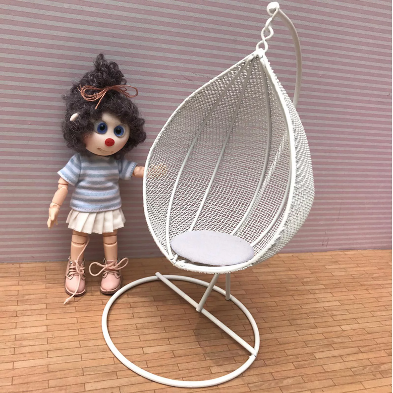 1/12 Swing Chair Tear Drop Hanging Hammock patio and garden Decoration White