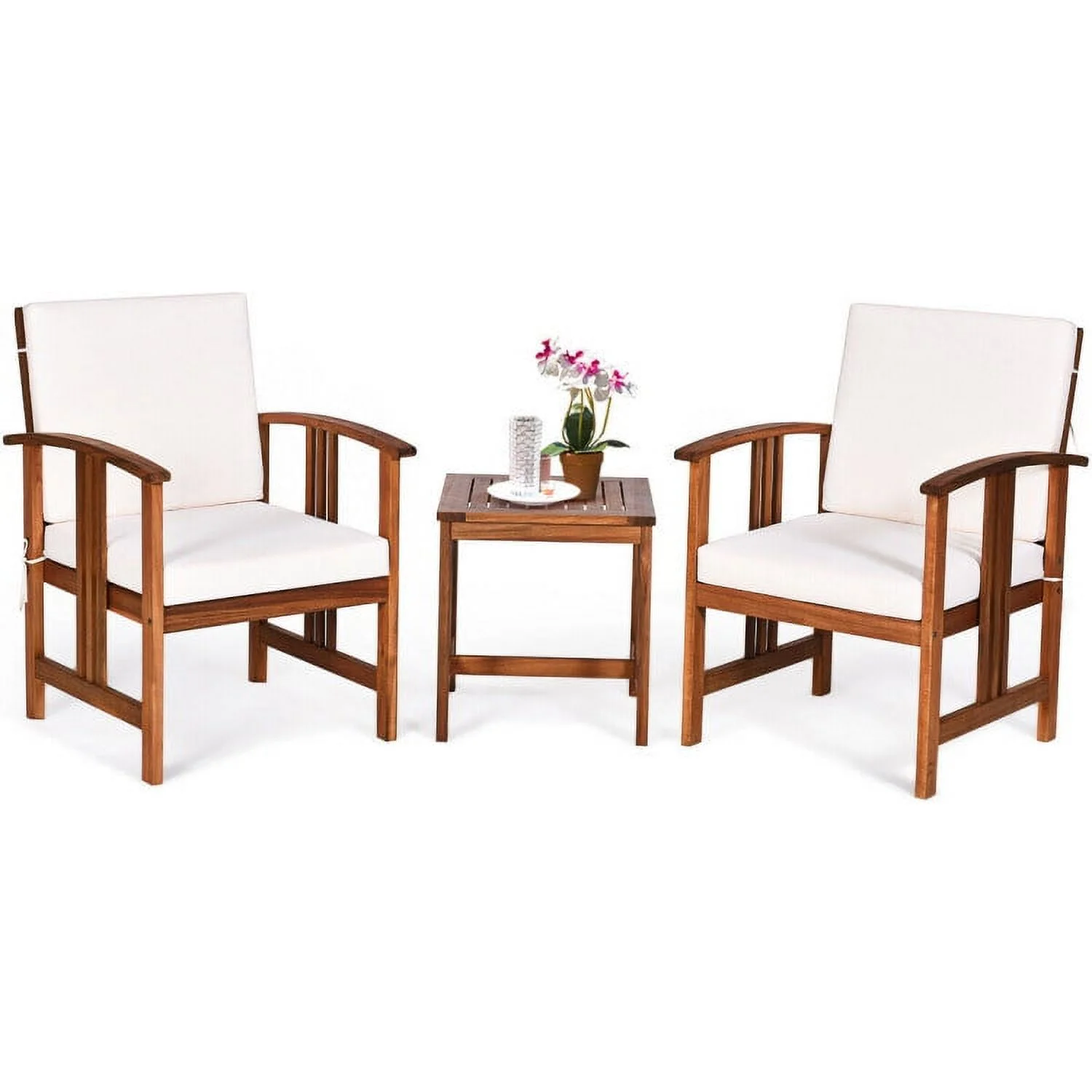 Acacia Wood Patio Sofa Set - 22.05 - Experience luxury outdoor seating with solid wood furniture!