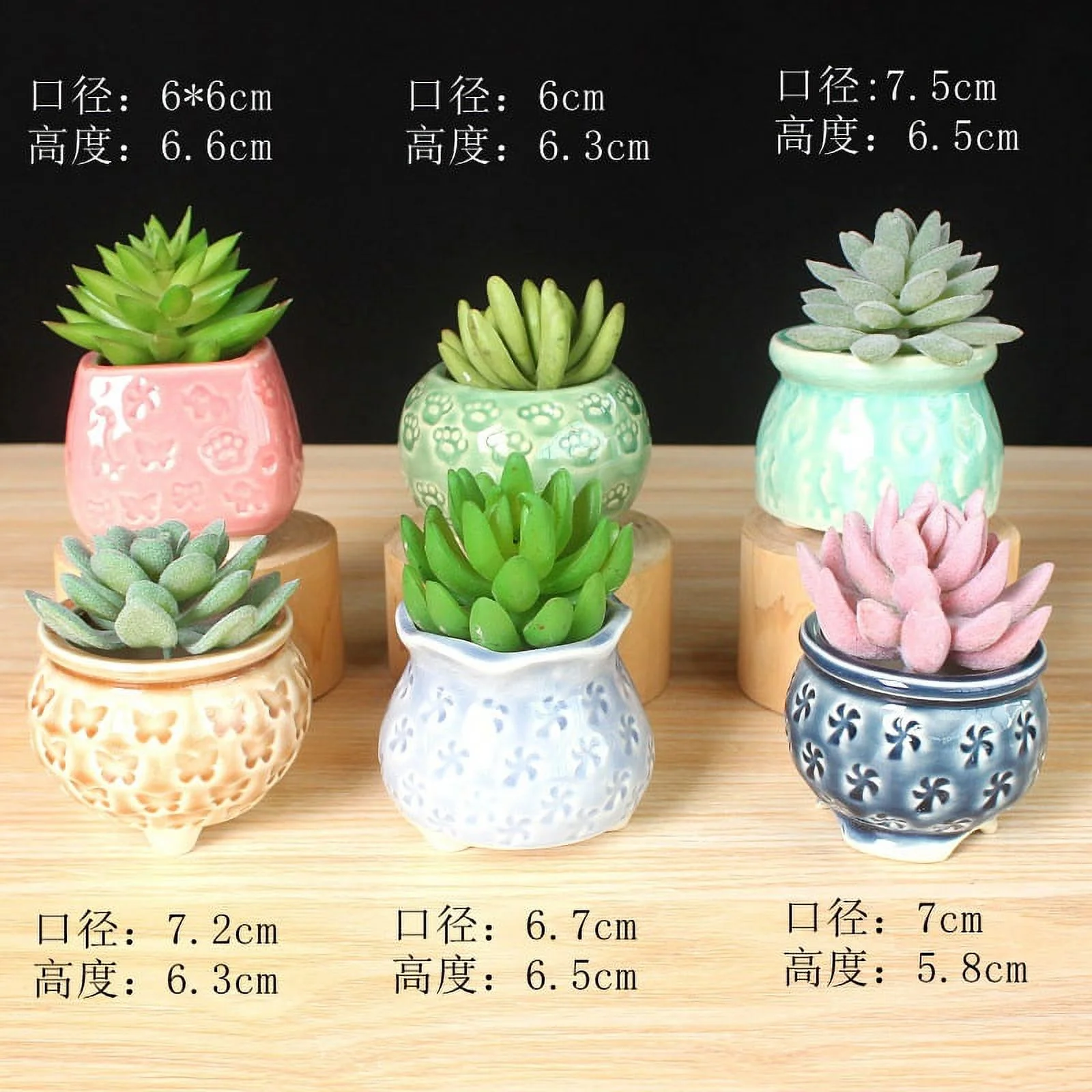 LivNxt Ceramic Succulent Planter with Crackle Glaze - Thumb Pot, Creative Handcrafted Pot
