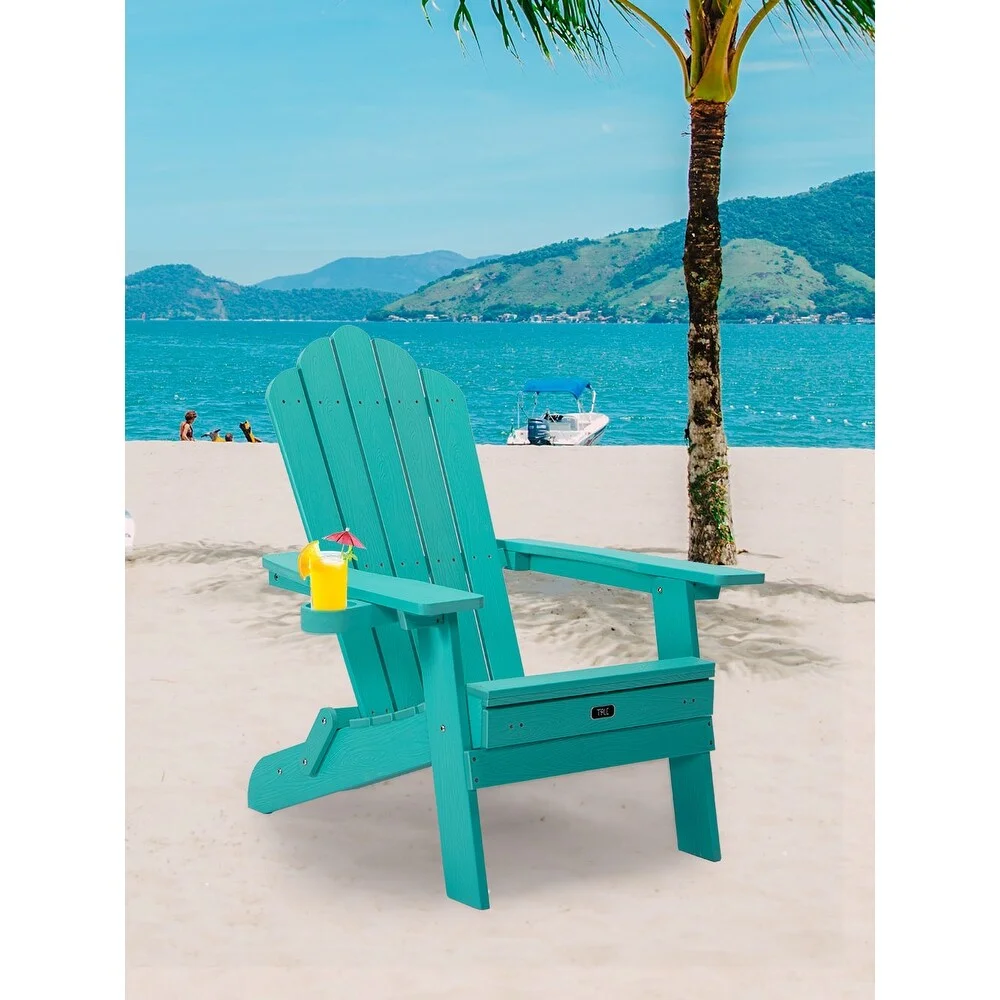 Nestfair  Folding Adirondack Chair with Pullout Ottoman and Cup Holder Green