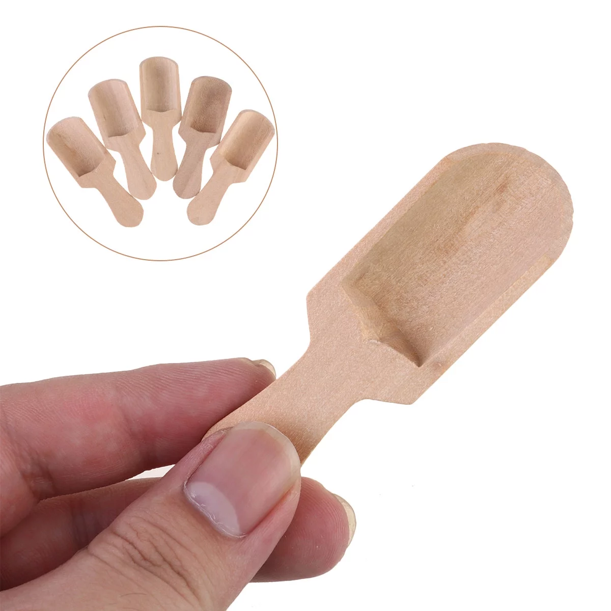 8 pcs Household Small Salt Shovels Flat Handle Scoop Wooden Teaspoon Milk Powder Scoops