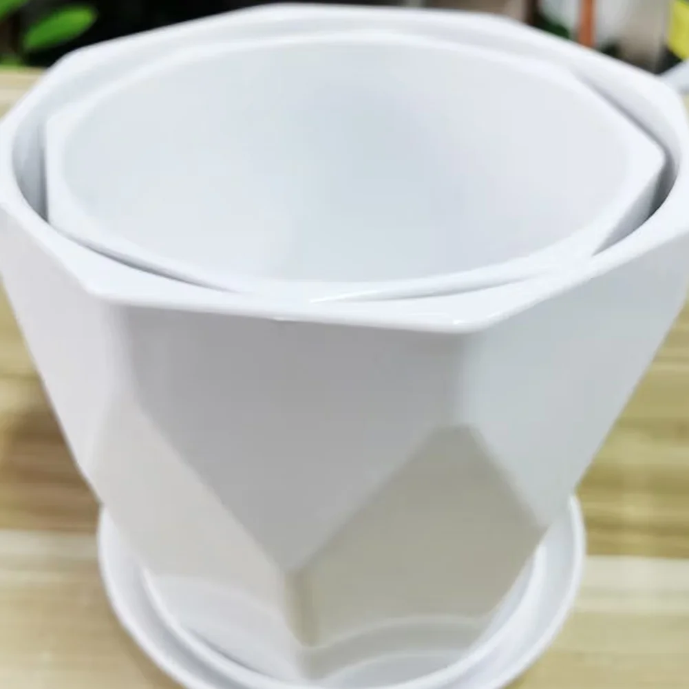 Sitiotc Flower bowls, Ceramic Planters Modern Decorative Flower Pots with Drainage Hole and Connected Saucer